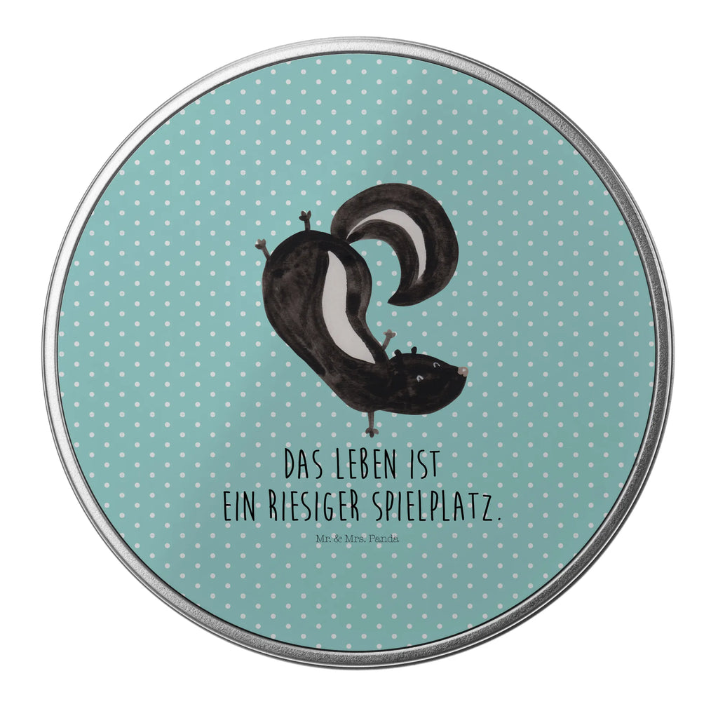 okrągła puszka z blachy skunks stojka Stinktier, Skunk