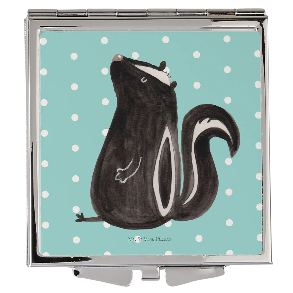 Handbag mirror skunk Sit make-up mirror, make up, square, silver, mirror, handbag, Skunk, wild animal, stinker, stinky, office, know-it-all, slogan, law, skunk, predator