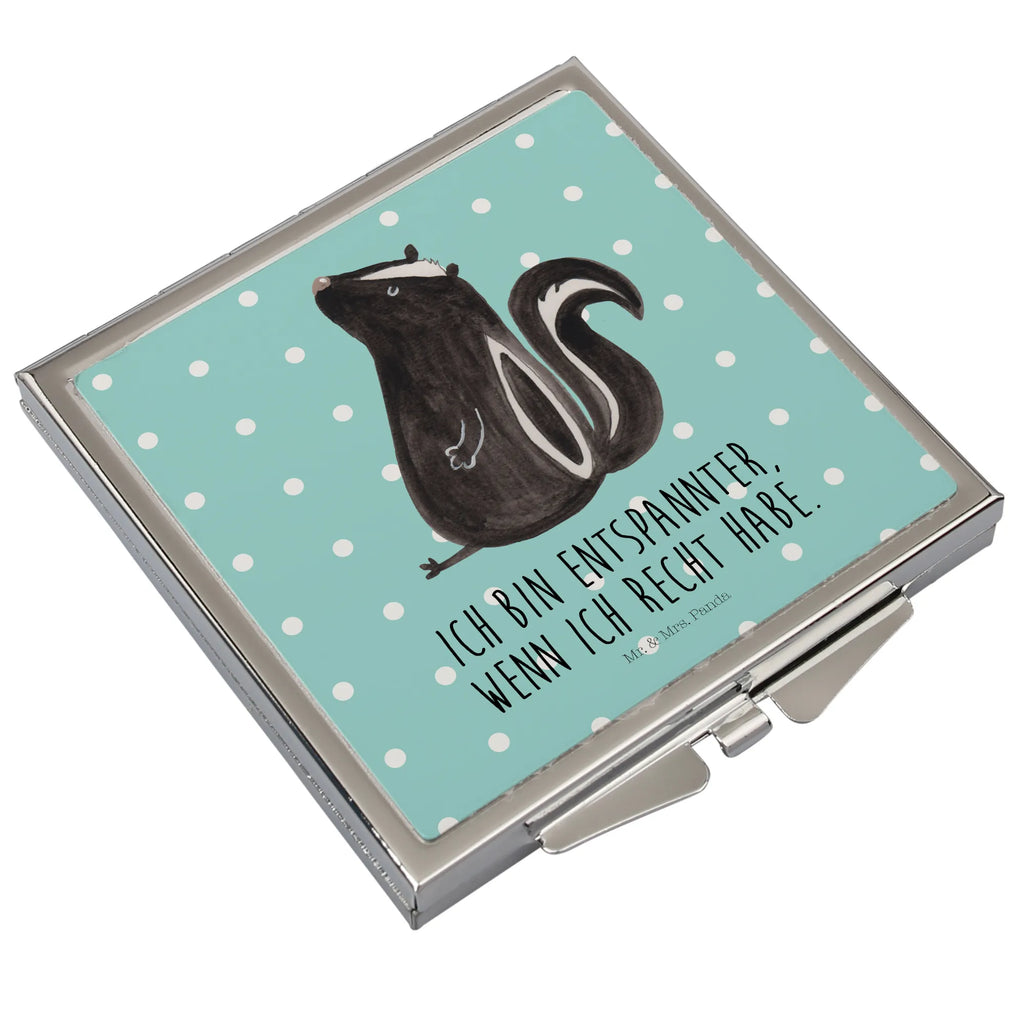 Handbag mirror skunk Sit make-up mirror, make up, square, silver, mirror, handbag, Skunk, wild animal, stinker, stinky, office, know-it-all, slogan, law, skunk, predator