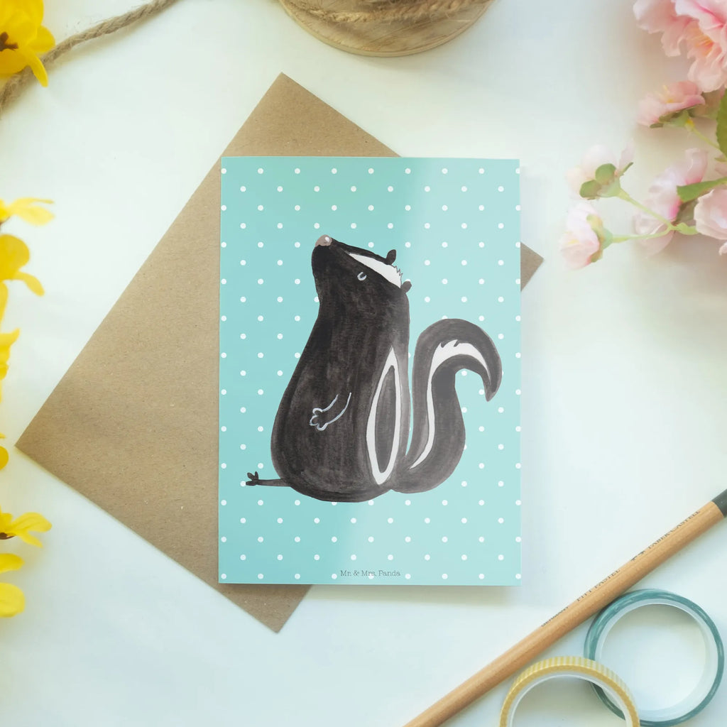 Greetings card skunk Sit kommunionskarte, Klappkarte, valentinstagskarte, babykarte, neujahrskarte, hochzeitskarten, genesungskarte, jubiläumskarte, einladungskarten, Grußkarten, Beileidskarte, Motivkarte, Glückwunschkarte, firmungskarte, osterkarte, abiturkarte, dankeskarten, weihnachtskarten, Grußkarte, vatertagskarte, glückwunschkarten, spruchkarte, osterkarten, Skunk, Stinktier, Wildtier, Stinki, Raubtier, Besserwisser, Recht, Stinker, Büro, Spruch