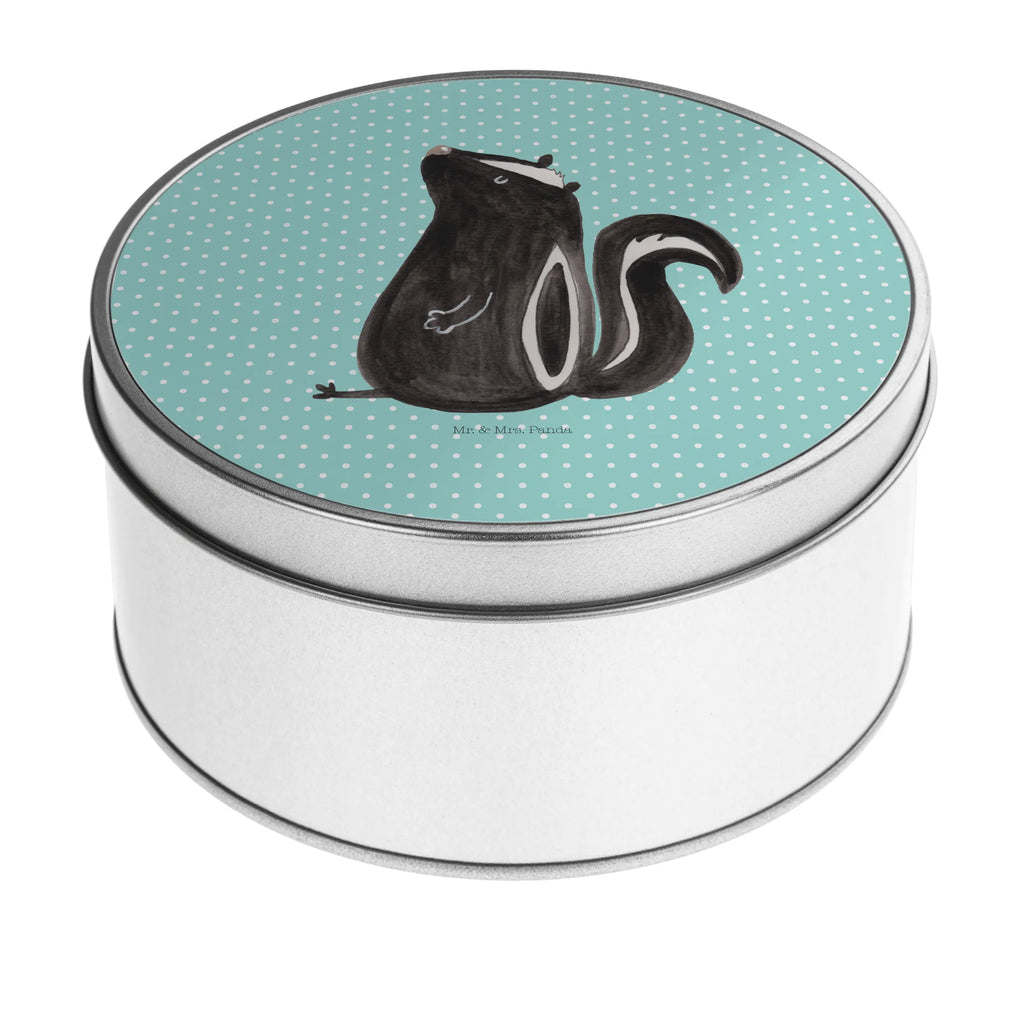 okrągła puszka z blachy skunks siedzenie Stinktier, Skunk