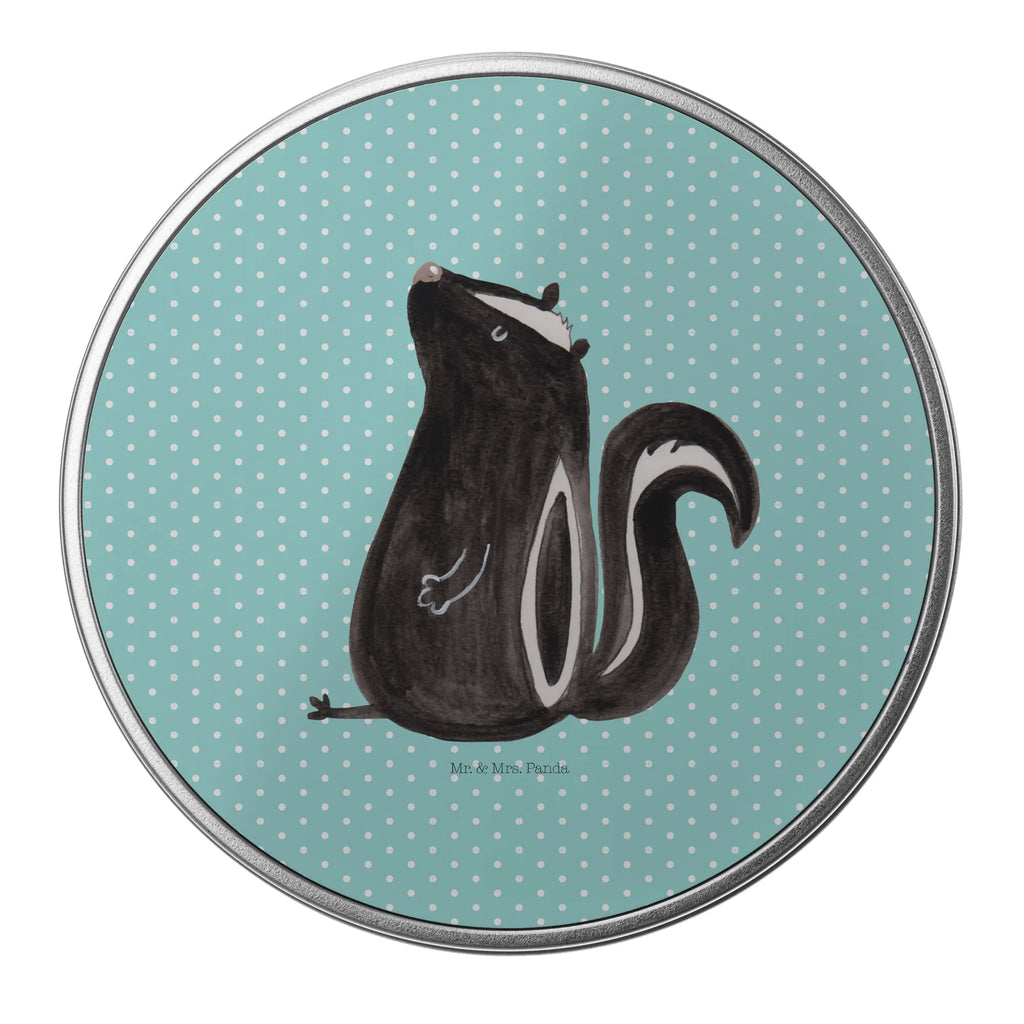 okrągła puszka z blachy skunks siedzenie Stinktier, Skunk