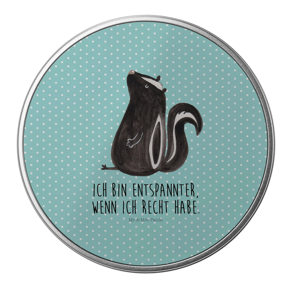 okrągła puszka z blachy skunks siedzenie Stinktier, Skunk