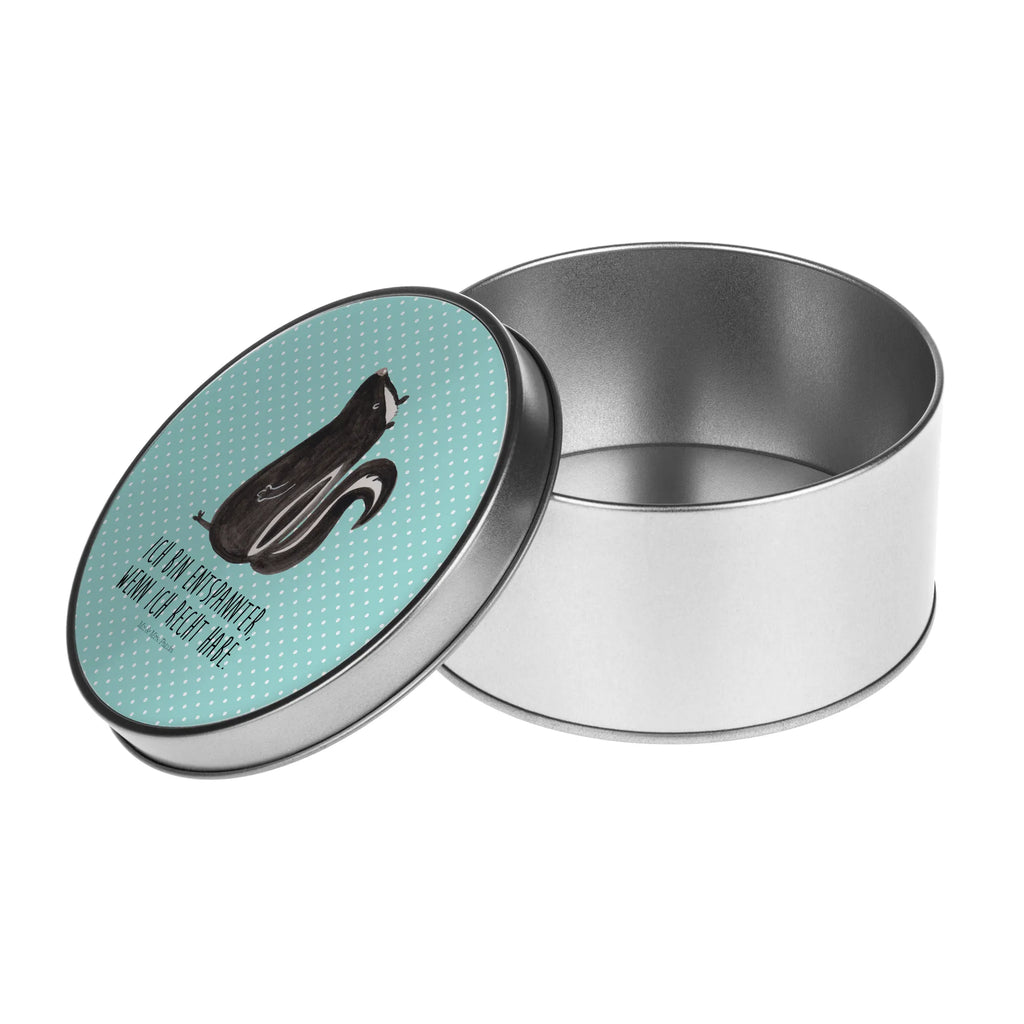 okrągła puszka z blachy skunks siedzenie Stinktier, Skunk