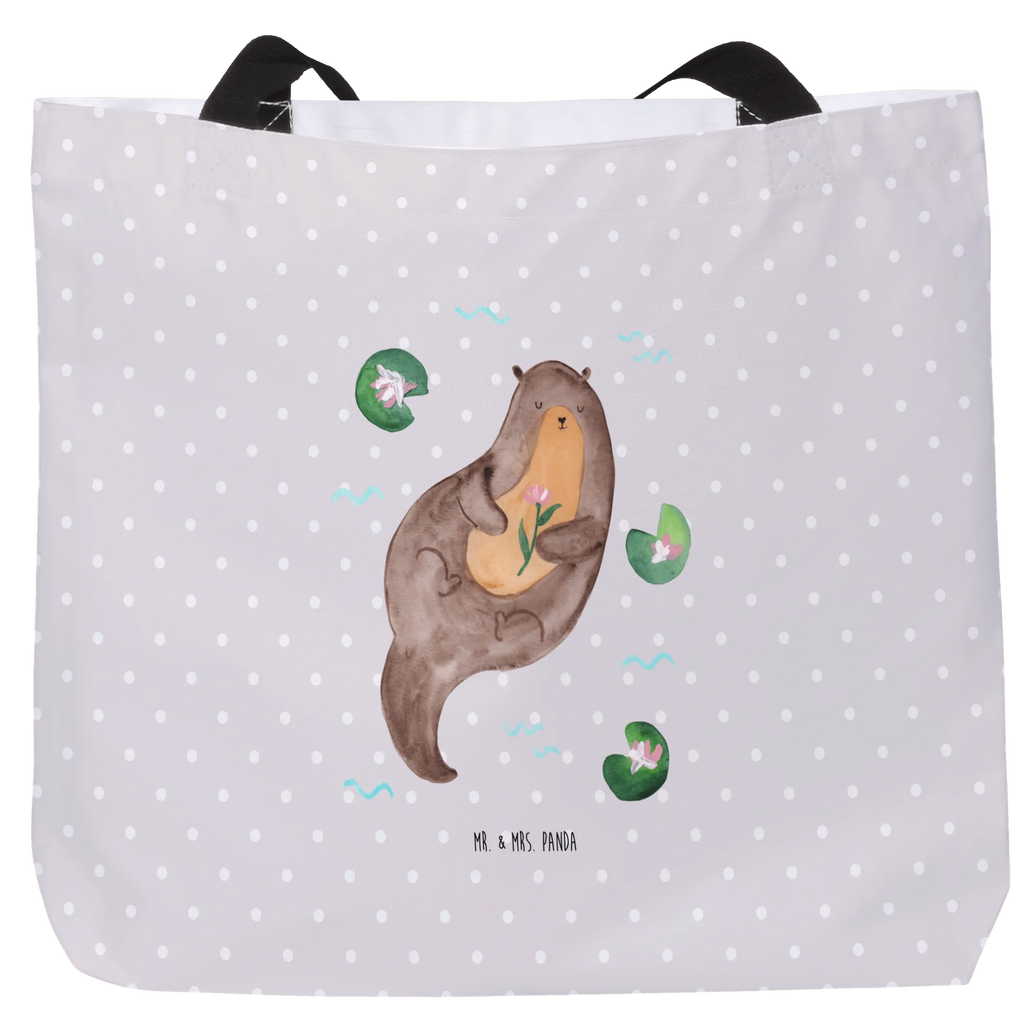 Shopper Otter Seerose Schultertasche, Beutel, Einkaufsbeutel, Schulbeutel, Strandtasche, Freizeittasche, Stofftasche, Tragebeutel, Shopper, XXL Tasche, Einkaufstasche, XL, Tüte, Schultasche, Ausflug, Alltagstasche, Otter, Fischotter, Seeotter, Otter Seeotter See Otter