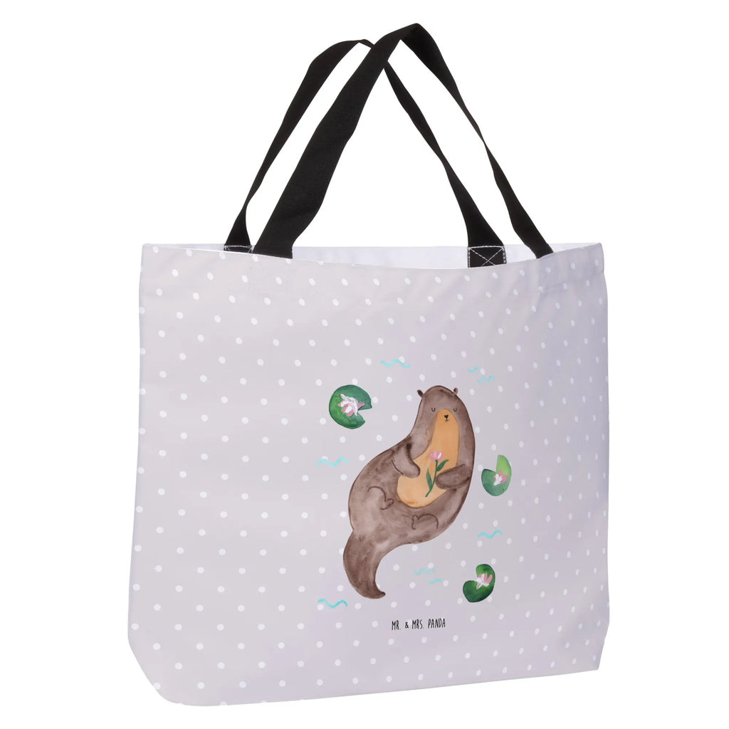 Shopper Otter Seerose Schultertasche, Beutel, Einkaufsbeutel, Schulbeutel, Strandtasche, Freizeittasche, Stofftasche, Tragebeutel, Shopper, XXL Tasche, Einkaufstasche, XL, Tüte, Schultasche, Ausflug, Alltagstasche, Otter, Fischotter, Seeotter, Otter Seeotter See Otter