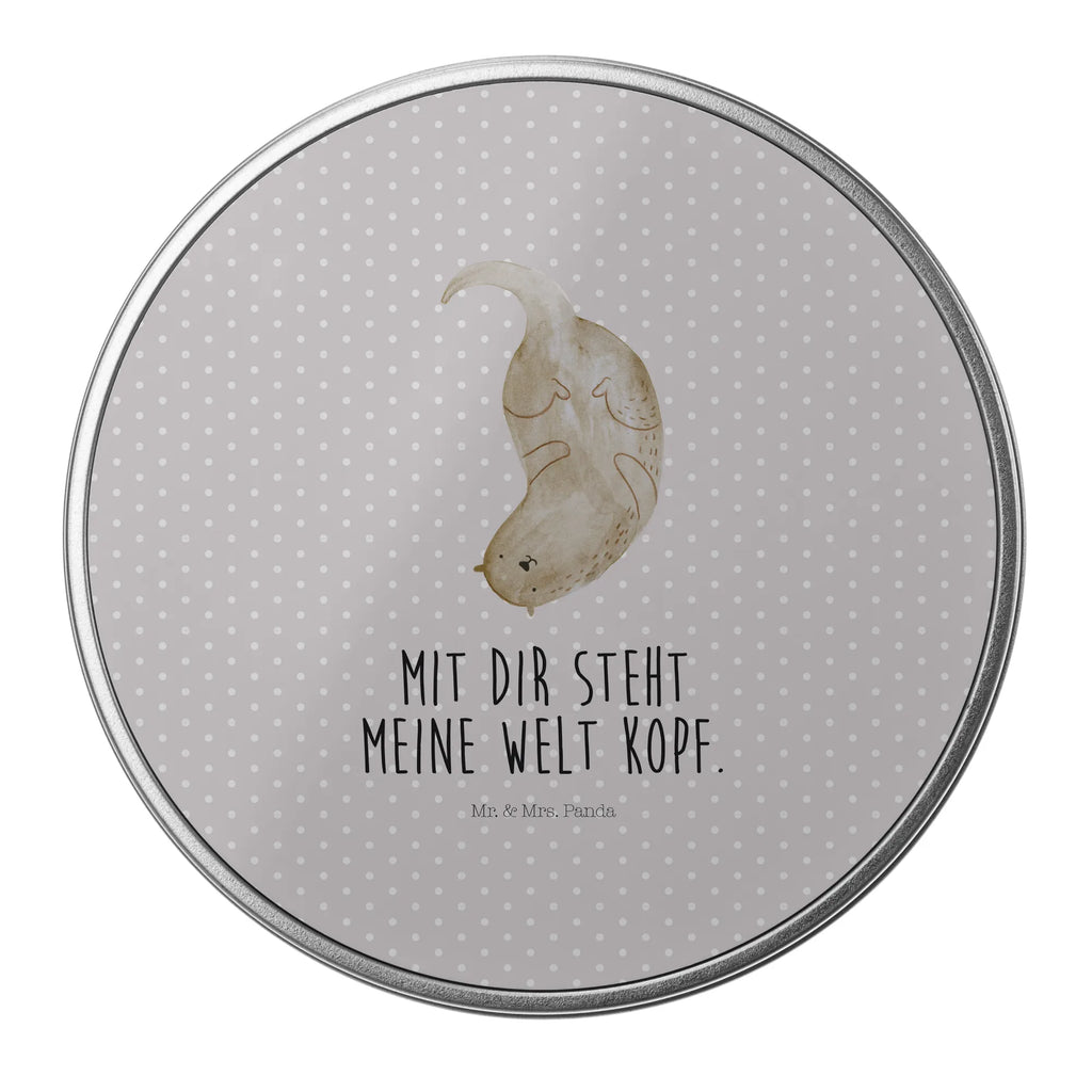 okrągła puszka z blachy wydra Do góry nogami Kuna, wydra, morska wydra