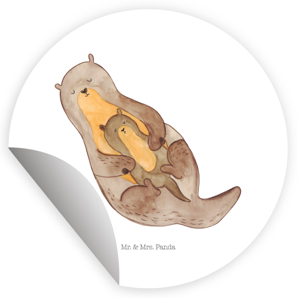 Rund Aufkleber Otter mit Kind Sticker, Aufkleber, Etikett, Kinder, rund, Otter, Fischotter, Seeotter, Otter Seeotter See Otter