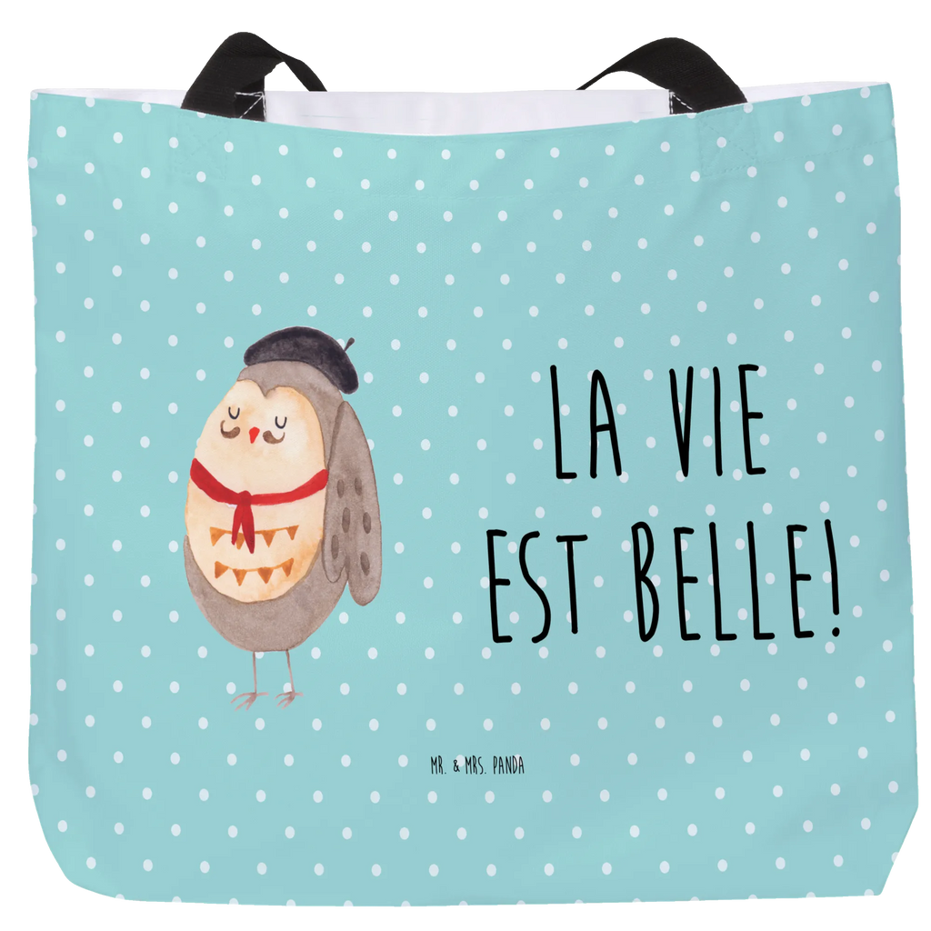 Shopper Owl France Schulbeutel, Alltagstasche, Strandtasche, Freizeittasche, Tragebeutel, XXL Tasche, Tüte, Schultasche, Stofftasche, Beutel, Shopper, XL, Ausflug, Einkaufsbeutel, Einkaufstasche, Schultertasche, Eule, Eulen, Eule Deko, Spruch schön, Frankreich, Owl, La Vie Est Belle, Das Leben Ist schön, Hibou, Spruch Französisch