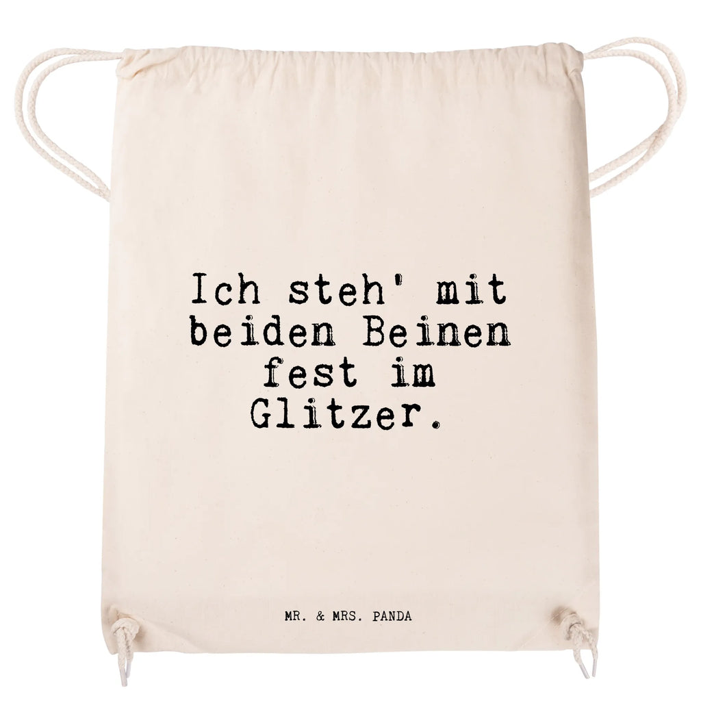 Sportbeutel "Ich steh' mit beiden Beinen fest im Glitzer." Spruch Sprüche Weisheiten Zitate Lustig Weisheit Worte Turnbeutel, Beutel, Sporttasche, Tasche, Stoffbeutel Einhorn, Einhörner, Unicorn, Glitzer, Glitz, Regenbogen, Spruch, lustig, witzig, Spaß, bunt Spruch, Sprüche, lustig, Weisheiten, Zitate