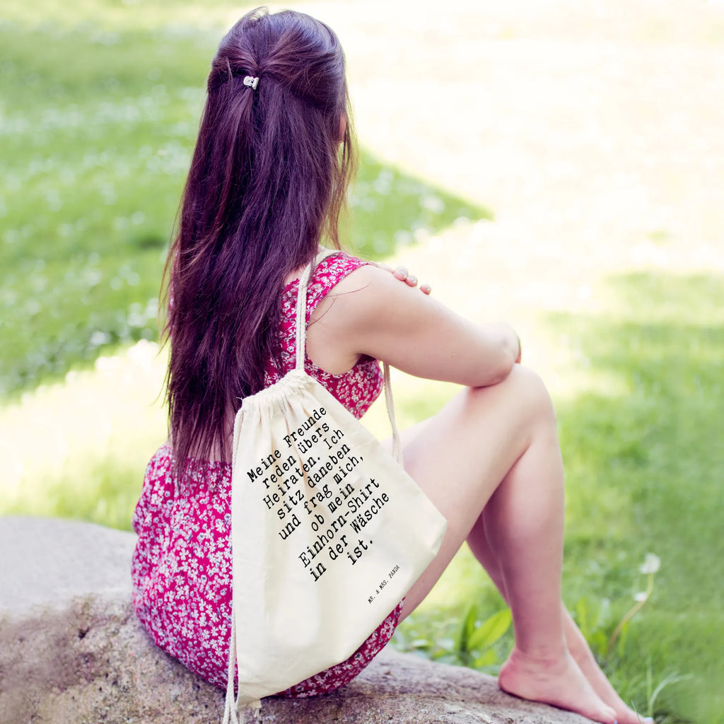 Drawstring bag Meine Freunde reden übers... carrier bag, gym bag, jute bag, bag, hipster, sports bag, saying, sayings, funny, wisdom, quotes, Sayings Proverbs Wisdom Quotes Funny Wisdom Words