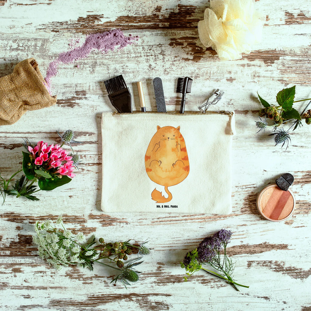 torebka na makijaż Kot ranny ptaszek Kot, motyw kotów, miłośnik kotów, dekoracje z kotami, przyjaciel kotów, entuzjasta kotów, produkty dla kotów, artykuły dla kotów, akcesoria dla kotów, pamiątki z kotami, produkty dla miłośników kotów, motywy kotów