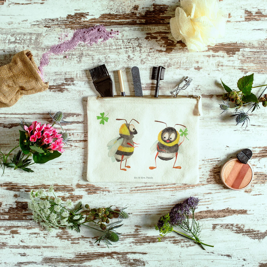 Make-up bag bumblebees shamrock small animals, cute, funny, cute animal motives, hand drawn, small world, funny sayings, good mood, happy, gifts, gift ideas, special gifts, animal lover, card, bee decoration, bumblebee, bee, saying positive, saying happy, become happy, be happy, saying beautiful