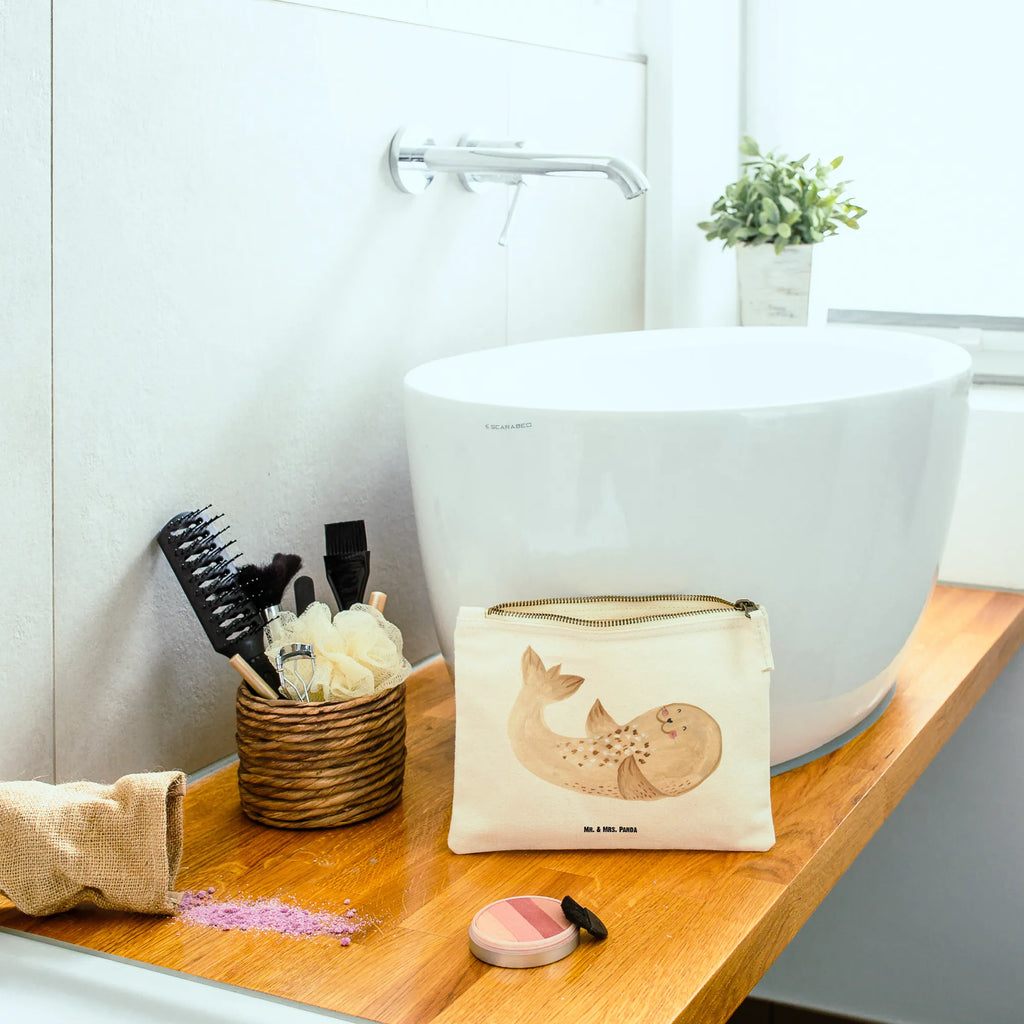 torebka na makijaż foka Leżeć Waschbeutel, Schminktasche, Waschtasche, Federmappe, utensilientasche, Schminkbeutel, Schminktäschchen, Kulturtasche, Schlampermäppchen, Kosmetiktasche, toiletry bag, Kosmetikbeutel, Stiftemäppchen, aufbewahrungstasche, Etui, Mäppchen, beauty case, Kulturbeutel, kosmetiktäschchen, beauty tasche, pinsel tasche, aufbewahrungsbeutel, pencil case, Lustige Sprüche, Tiermotive, Tiere, Gute Laune, Nordsee, Robben, Freude, Seehund, Lachen, Strand, Meerestier, Robbe, Ostsee