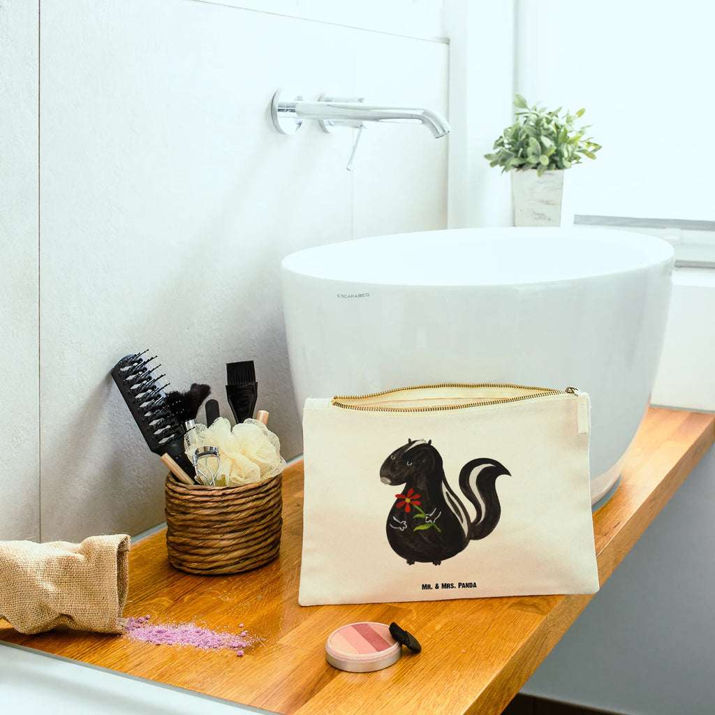 torebka na makijaż skunks kwiat Stiftemäppchen, beauty case, Kosmetiktasche, Federmappe, Etui, toiletry bag, Schminktasche, Kosmetikbeutel, beauty tasche, Waschbeutel, Schlampermäppchen, Mäppchen, aufbewahrungsbeutel, pencil case, pinsel tasche, Kulturbeutel, Kulturtasche, Waschtasche, utensilientasche, Schminktäschchen, kosmetiktäschchen, Schminkbeutel, aufbewahrungstasche, Stinktier, Skunk, Träume, Verträumt, Raubtier, Stinker, Wildtier, Tagträumer, Stinki, Dreams