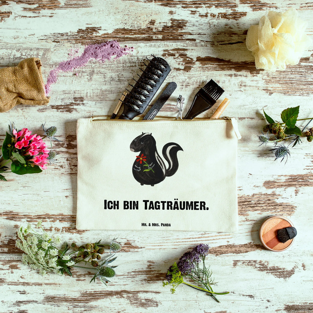 torebka na makijaż skunks kwiat Stiftemäppchen, beauty case, Kosmetiktasche, Federmappe, Etui, toiletry bag, Schminktasche, Kosmetikbeutel, beauty tasche, Waschbeutel, Schlampermäppchen, Mäppchen, aufbewahrungsbeutel, pencil case, pinsel tasche, Kulturbeutel, Kulturtasche, Waschtasche, utensilientasche, Schminktäschchen, kosmetiktäschchen, Schminkbeutel, aufbewahrungstasche, Stinktier, Skunk, Träume, Verträumt, Raubtier, Stinker, Wildtier, Tagträumer, Stinki, Dreams
