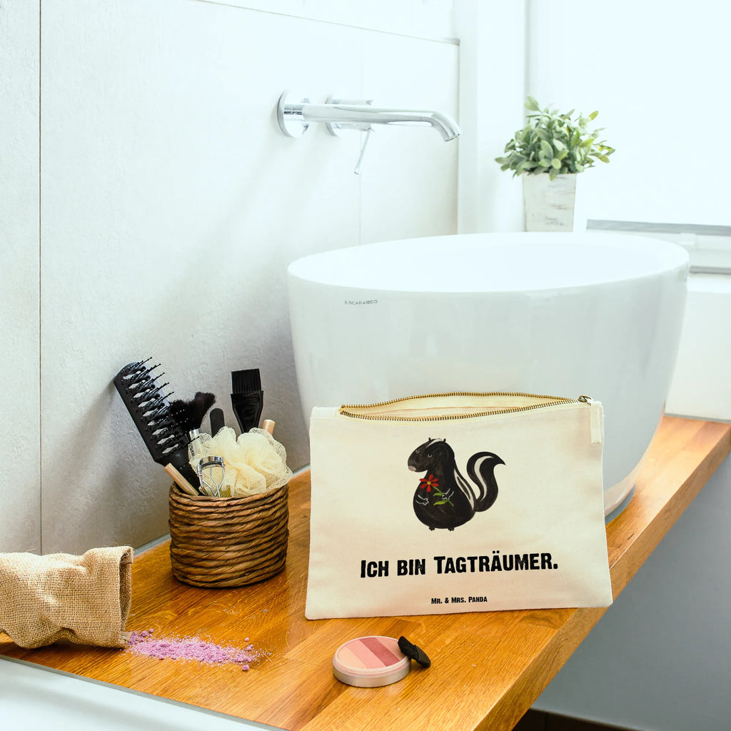 torebka na makijaż skunks kwiat Stiftemäppchen, beauty case, Kosmetiktasche, Federmappe, Etui, toiletry bag, Schminktasche, Kosmetikbeutel, beauty tasche, Waschbeutel, Schlampermäppchen, Mäppchen, aufbewahrungsbeutel, pencil case, pinsel tasche, Kulturbeutel, Kulturtasche, Waschtasche, utensilientasche, Schminktäschchen, kosmetiktäschchen, Schminkbeutel, aufbewahrungstasche, Stinktier, Skunk, Träume, Verträumt, Raubtier, Stinker, Wildtier, Tagträumer, Stinki, Dreams