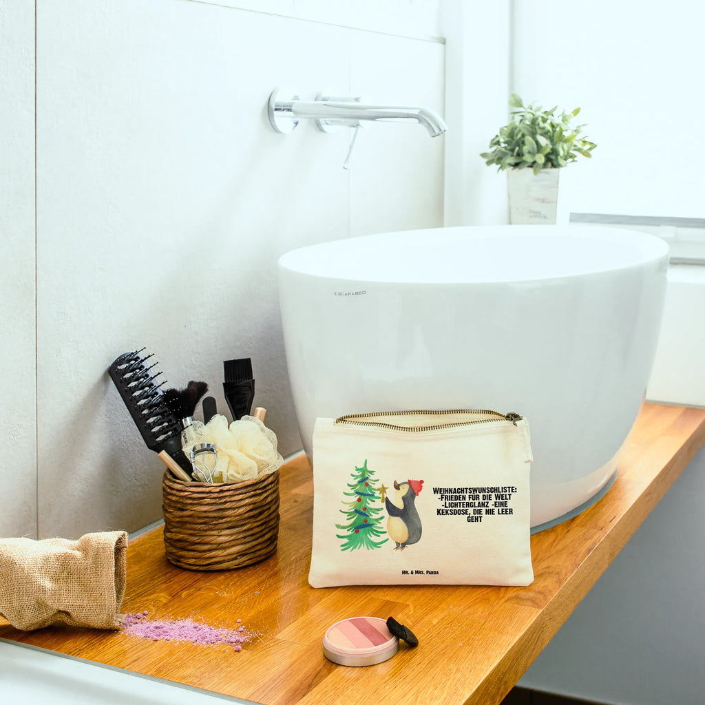 Make-up bag penguin Christmas tree Waschbeutel, Kulturtasche, pinsel tasche, pencil case, kosmetiktäschchen, Schminktasche, Schminktäschchen, Schlampermäppchen, Kosmetiktasche, aufbewahrungsbeutel, Kosmetikbeutel, Mäppchen, beauty tasche, Waschtasche, Etui, aufbewahrungstasche, Kulturbeutel, utensilientasche, Stiftemäppchen, beauty case, Schminkbeutel, toiletry bag, Federmappe, Heiligabend, Wintermotiv, Nikolaus, Weihnachtsdeko, Advent, Winter, Weihnachten, Pinguin