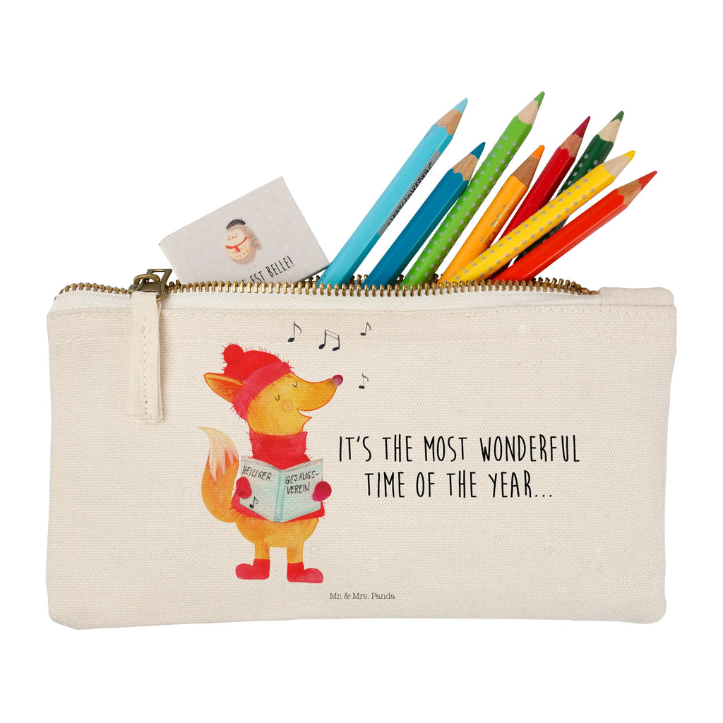 Make-up bag Fox Singer beauty case, Mäppchen, Kulturbeutel, pencil case, Schminkbeutel, kosmetiktäschchen, Stiftemäppchen, Federmappe, Schminktasche, beauty tasche, aufbewahrungstasche, Waschbeutel, Waschtasche, Schlampermäppchen, aufbewahrungsbeutel, Kosmetikbeutel, Kulturtasche, toiletry bag, pinsel tasche, Kosmetiktasche, utensilientasche, Etui, Schminktäschchen, Heiligabend, Wintermotiv, Nikolaus, Weihnachtsdeko, Advent, Winter, Weihnachten, Sänger, Geschenk Sänger, Fuchs, Füchse, Singen, Weihnachtslieder