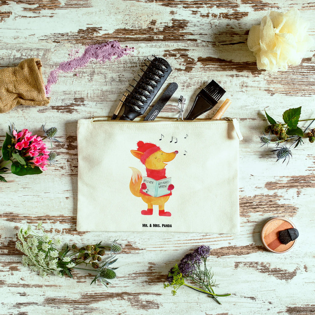 Make-up bag Fox Singer beauty case, Mäppchen, Kulturbeutel, pencil case, Schminkbeutel, kosmetiktäschchen, Stiftemäppchen, Federmappe, Schminktasche, beauty tasche, aufbewahrungstasche, Waschbeutel, Waschtasche, Schlampermäppchen, aufbewahrungsbeutel, Kosmetikbeutel, Kulturtasche, toiletry bag, pinsel tasche, Kosmetiktasche, utensilientasche, Etui, Schminktäschchen, Heiligabend, Wintermotiv, Nikolaus, Weihnachtsdeko, Advent, Winter, Weihnachten, Sänger, Geschenk Sänger, Fuchs, Füchse, Singen, Weihnachtslieder