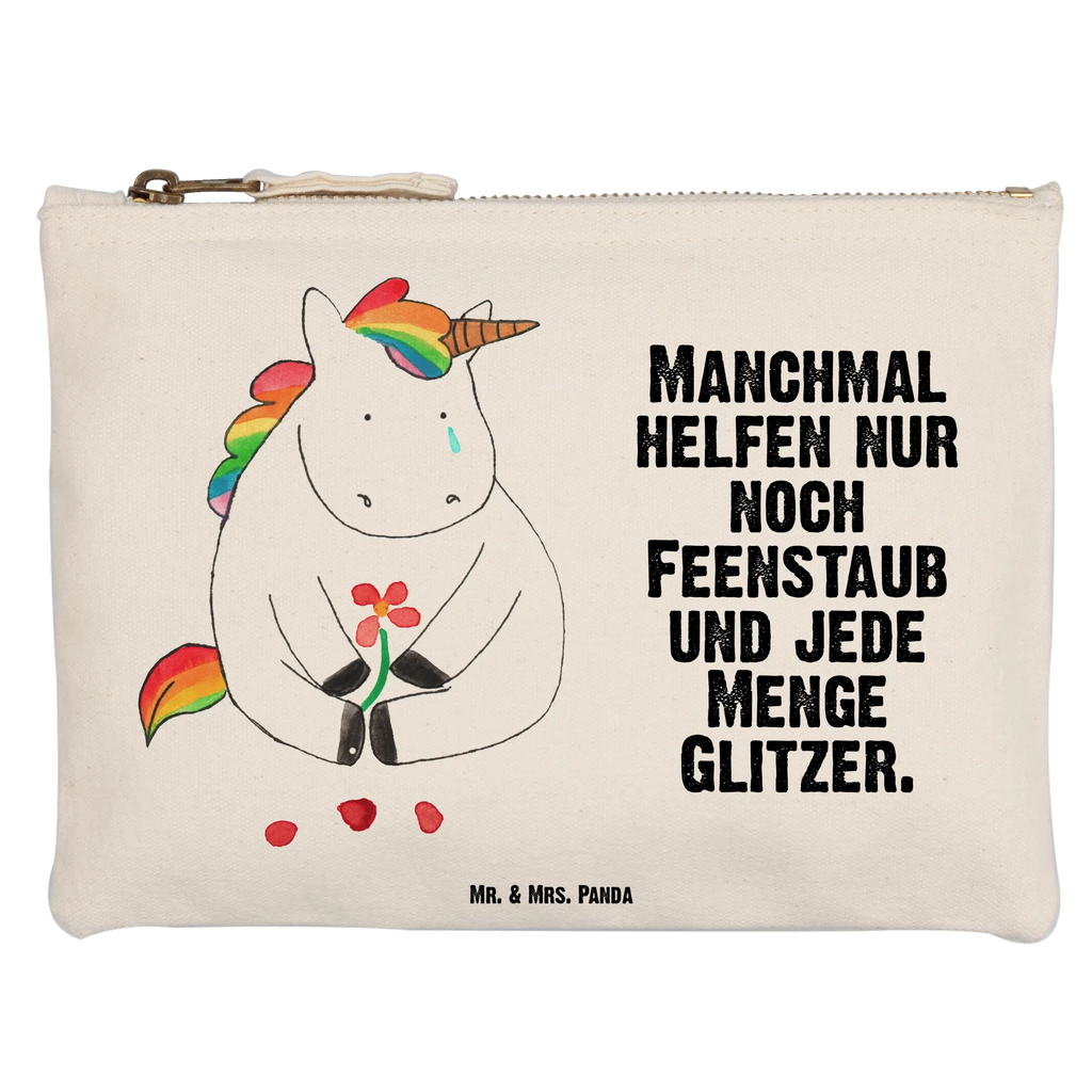 torebka na makijaż Jednorożec Smutny Stiftemäppchen, pinsel tasche, Kosmetiktasche, toiletry bag, Schminkbeutel, Mäppchen, Schminktasche, Etui, Schlampermäppchen, Kosmetikbeutel, Federmappe, Schminktäschchen, aufbewahrungstasche, pencil case, Kulturbeutel, utensilientasche, beauty case, Waschbeutel, kosmetiktäschchen, aufbewahrungsbeutel, beauty tasche, Waschtasche, Kulturtasche, Einhörner, Unicorn, Einhorn, Einhorn Deko, Grußkarte, Trösten. Freundschaft, Trauer, Freunde, Liebe, Blume, Glitzer