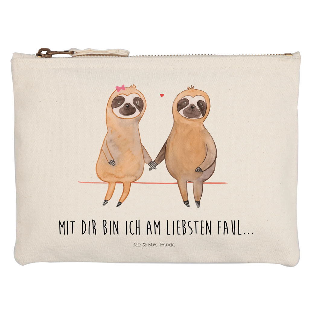 Make-up bag sloth pair toiletry bag, beauty case, Schlampermäppchen, Kosmetiktasche, Kulturtasche, beauty tasche, Kulturbeutel, Schminkbeutel, aufbewahrungstasche, kosmetiktäschchen, utensilientasche, Federmappe, Mäppchen, Kosmetikbeutel, pinsel tasche, Schminktasche, Stiftemäppchen, Waschbeutel, aufbewahrungsbeutel, Etui, pencil case, Schminktäschchen, Waschtasche, Faultier, Faultier Geschenk, Faultier Deko, Faultierpärchen, Liebespaar, Faultiere, Relaxen, Verlobt, Beziehung, faul, Faultierliebe, Gemeinsam, Liebe, Pärchen, Verliebt, Langsamkeit, Lieblingstier