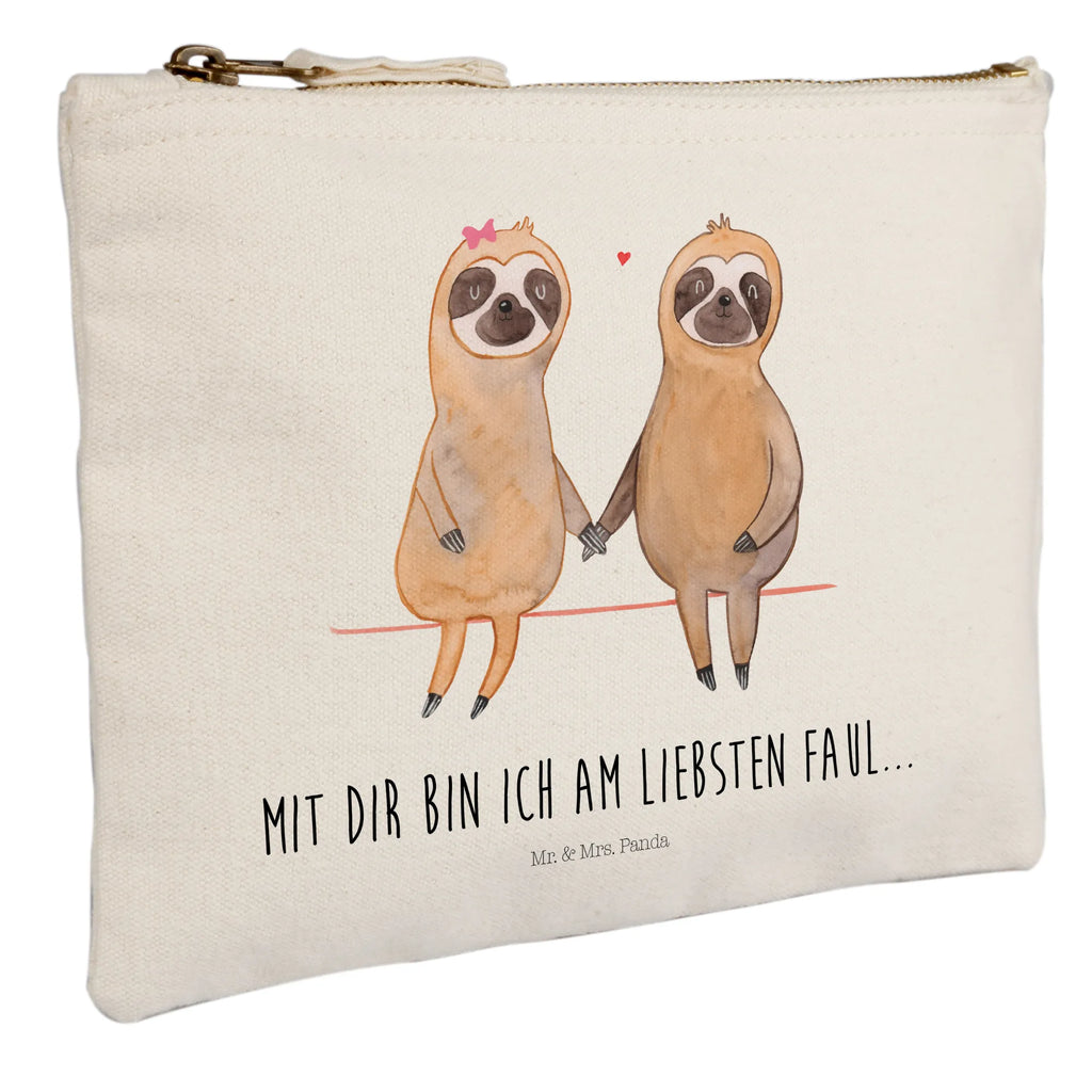 Make-up bag sloth pair toiletry bag, beauty case, Schlampermäppchen, Kosmetiktasche, Kulturtasche, beauty tasche, Kulturbeutel, Schminkbeutel, aufbewahrungstasche, kosmetiktäschchen, utensilientasche, Federmappe, Mäppchen, Kosmetikbeutel, pinsel tasche, Schminktasche, Stiftemäppchen, Waschbeutel, aufbewahrungsbeutel, Etui, pencil case, Schminktäschchen, Waschtasche, Faultier, Faultier Geschenk, Faultier Deko, Faultierpärchen, Liebespaar, Faultiere, Relaxen, Verlobt, Beziehung, faul, Faultierliebe, Gemeinsam, Liebe, Pärchen, Verliebt, Langsamkeit, Lieblingstier