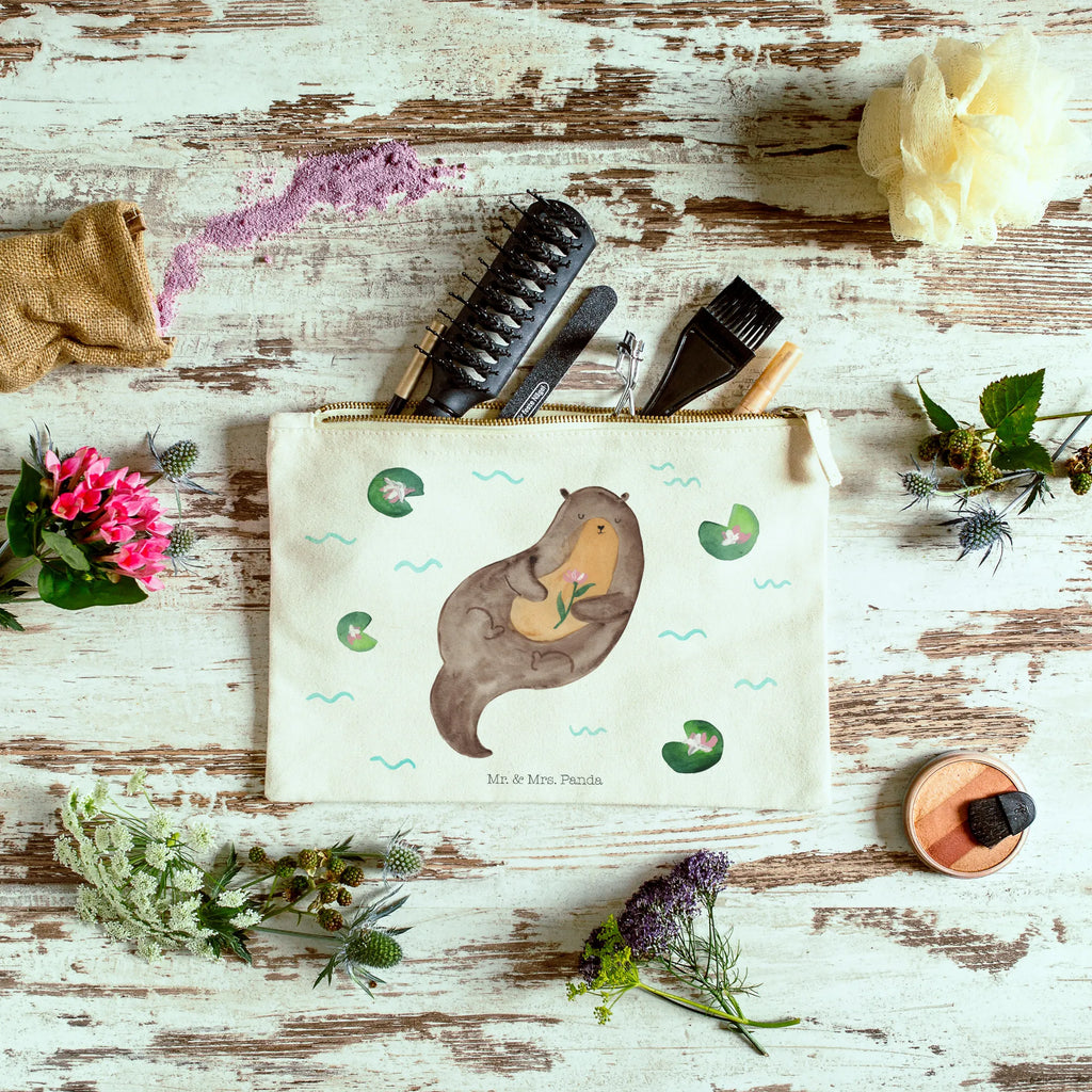 Make-up bag otter Water Lily kosmetiktäschchen, Waschtasche, Etui, Kosmetiktasche, pinsel tasche, Federmappe, Mäppchen, Kulturbeutel, Kosmetikbeutel, utensilientasche, pencil case, Kulturtasche, beauty case, toiletry bag, beauty tasche, aufbewahrungstasche, Schminktäschchen, Schminktasche, Stiftemäppchen, Waschbeutel, Schminkbeutel, Schlampermäppchen, aufbewahrungsbeutel, Seeotter, Fischotter, Otter, Otter Seeotter See Otter