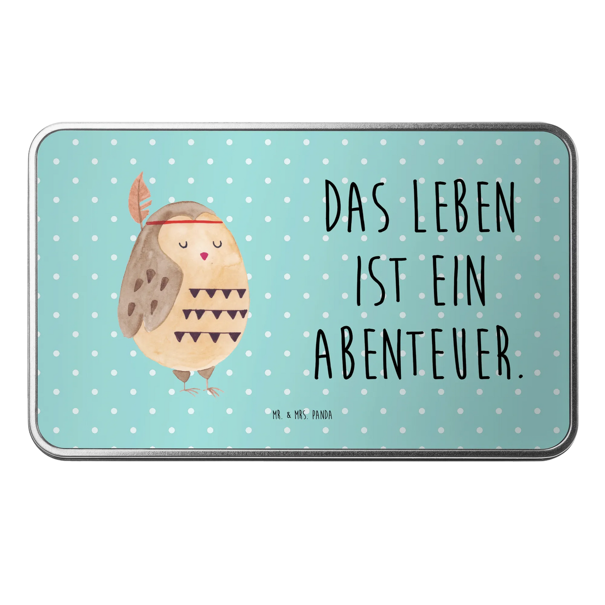 Metal tin Owl feather headdress storage box, lock-up box, aluminium tin, tin box, storage tin, lunch box, container, cookie tin, tins, Tin can, metal box, owl, forest animal, bird, nocturnal, gift ideas, birthday present, illustrated, funny, romantic gift, owl decor, Life is an adventure, Beautiful saying, Owl decoration, Travel saying, Indian saying, Feather decoration, Decoration, Owl