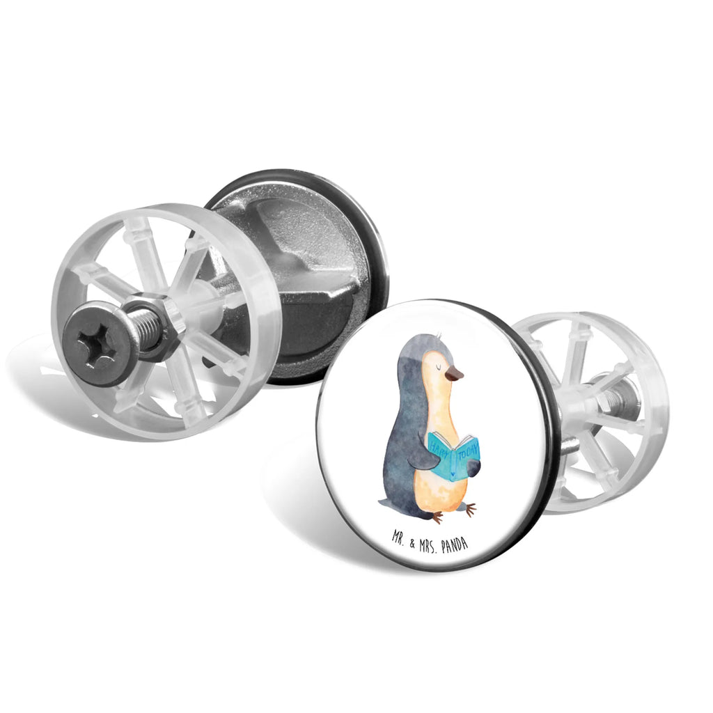 Sink plug Penguin A book washbasin, Washbasin plugs, drain plugs, stoppers, universal, washbasin plugs, drain set, Penguin, North Pole, Winter, Penguins, doing nothing, holidays, reading, lazing around, penguins, book, bookworm, vacation, leisure