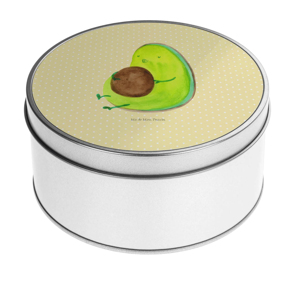 Round tin avocado Pipes tin, storage, storage tin, tin can, gift box, cookie tin, avocado, vegetables, nutrition, chubby, being fat, losing weight, Avocado, diet