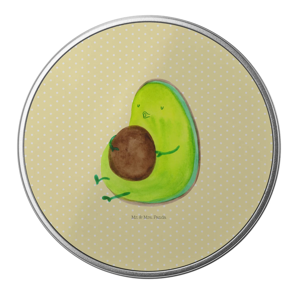 Round tin avocado Pipes tin, storage, storage tin, tin can, gift box, cookie tin, avocado, vegetables, nutrition, chubby, being fat, losing weight, Avocado, diet