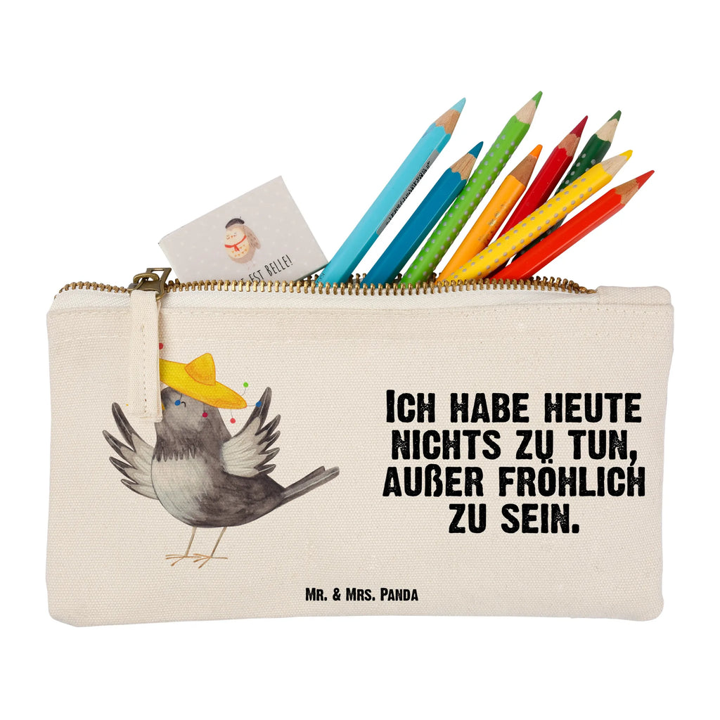 torebka na makijaż kruk Sombrero aufbewahrungsbeutel, beauty case, kosmetiktäschchen, Schminkbeutel, Kulturtasche, Schlampermäppchen, Kosmetiktasche, Schminktasche, Kosmetikbeutel, Mäppchen, Kulturbeutel, beauty tasche, aufbewahrungstasche, toiletry bag, utensilientasche, pencil case, Etui, Waschbeutel, Waschtasche, Federmappe, Stiftemäppchen, Schminktäschchen, pinsel tasche, Lustige Sprüche, Tiermotive, Tiere, Gute Laune, Motivation, Glück Spruch, Rabe, Vogel, Elster, Fröhlich sein, Froh, Spruch Positiv, Vögel, glücklich sein