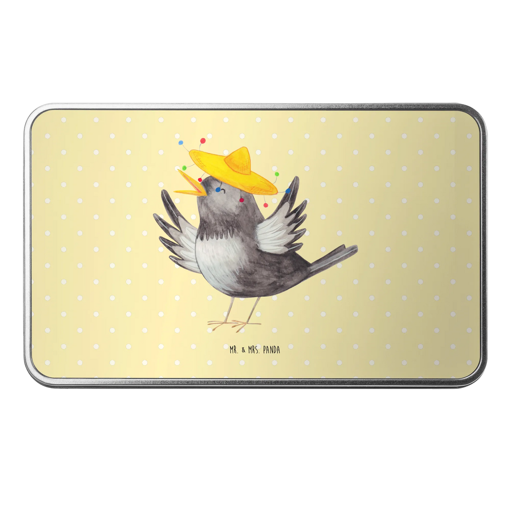 Metal tin Crow sombrero tin box, Tin can, storage box, lunch box, tins, aluminium tin, container, storage tin, lock-up box, cookie tin, metal box, small animals, cute, funny, cute animal motives, hand drawn, small world, funny sayings, good mood, happy, gifts, gift ideas, special gifts, animal lover, card, Magpie, Raven, Motivation, Be happy, Saying positive, Happiness Saying, Birds, Bird