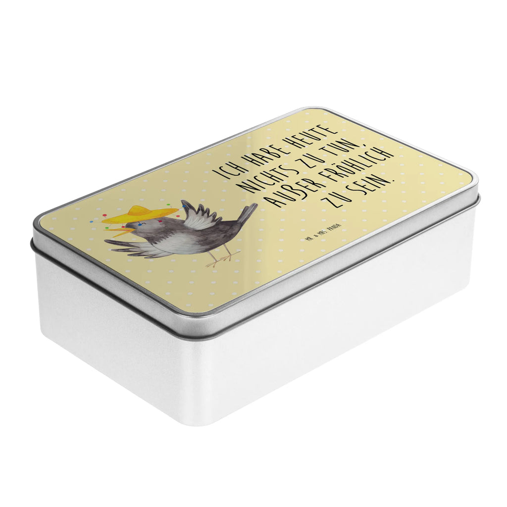 Metal tin Crow sombrero tin box, Tin can, storage box, lunch box, tins, aluminium tin, container, storage tin, lock-up box, cookie tin, metal box, small animals, cute, funny, cute animal motives, hand drawn, small world, funny sayings, good mood, happy, gifts, gift ideas, special gifts, animal lover, card, Magpie, Raven, Motivation, Be happy, Saying positive, Happiness Saying, Birds, Bird