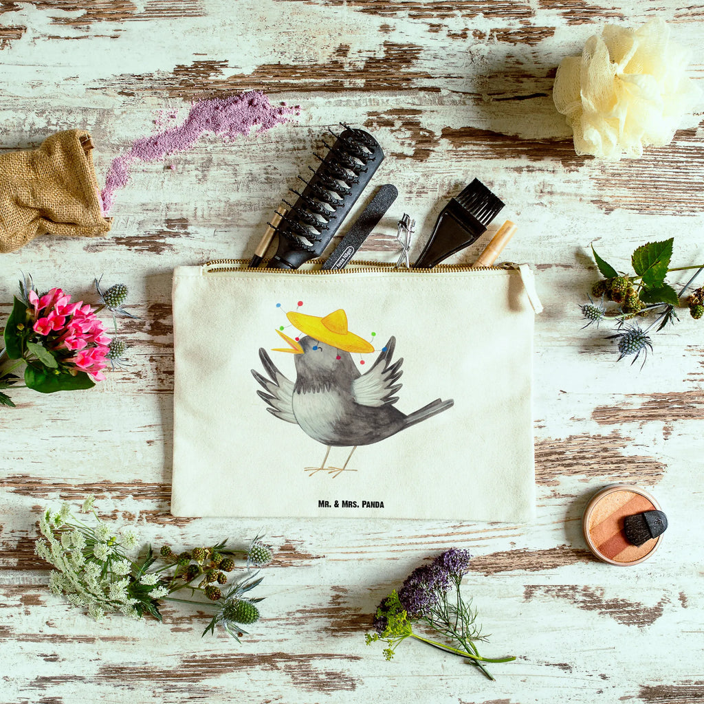 torebka na makijaż kruk Sombrero aufbewahrungsbeutel, beauty case, kosmetiktäschchen, Schminkbeutel, Kulturtasche, Schlampermäppchen, Kosmetiktasche, Schminktasche, Kosmetikbeutel, Mäppchen, Kulturbeutel, beauty tasche, aufbewahrungstasche, toiletry bag, utensilientasche, pencil case, Etui, Waschbeutel, Waschtasche, Federmappe, Stiftemäppchen, Schminktäschchen, pinsel tasche, Lustige Sprüche, Tiermotive, Tiere, Gute Laune, Motivation, Glück Spruch, Rabe, Vogel, Elster, Fröhlich sein, Froh, Spruch Positiv, Vögel, glücklich sein