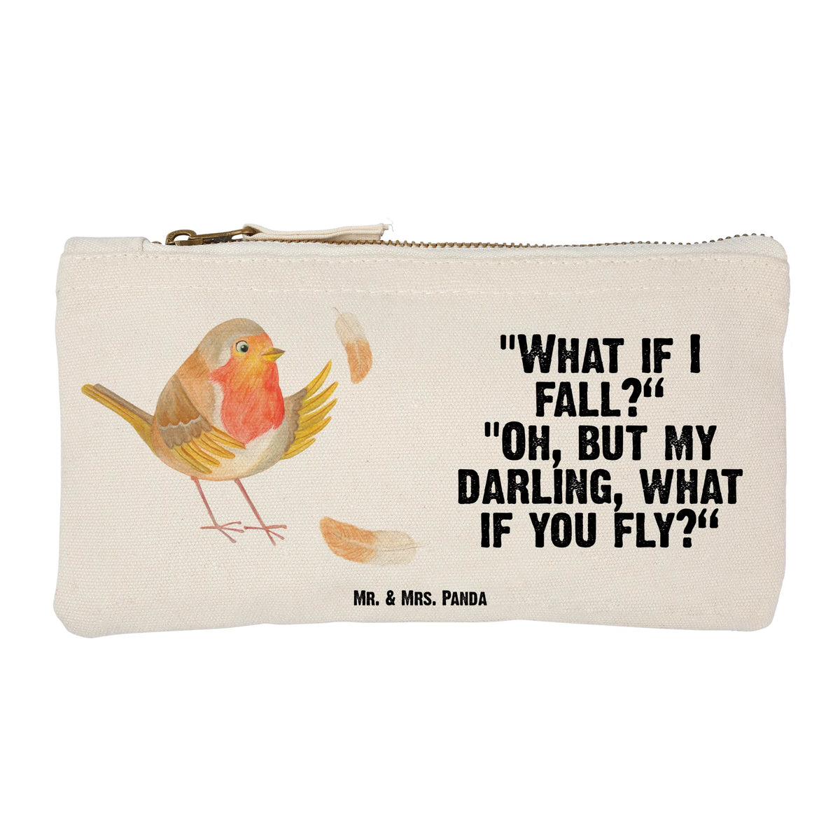 Make-up bag robin feathers card, gift ideas, gifts, small animals, cute, cute animal motives, hand drawn, funny sayings, good mood, special gifts, animal lover, motivation slogans, flying, robin, slogan motivation, bird, motivation pictures, slogan courage