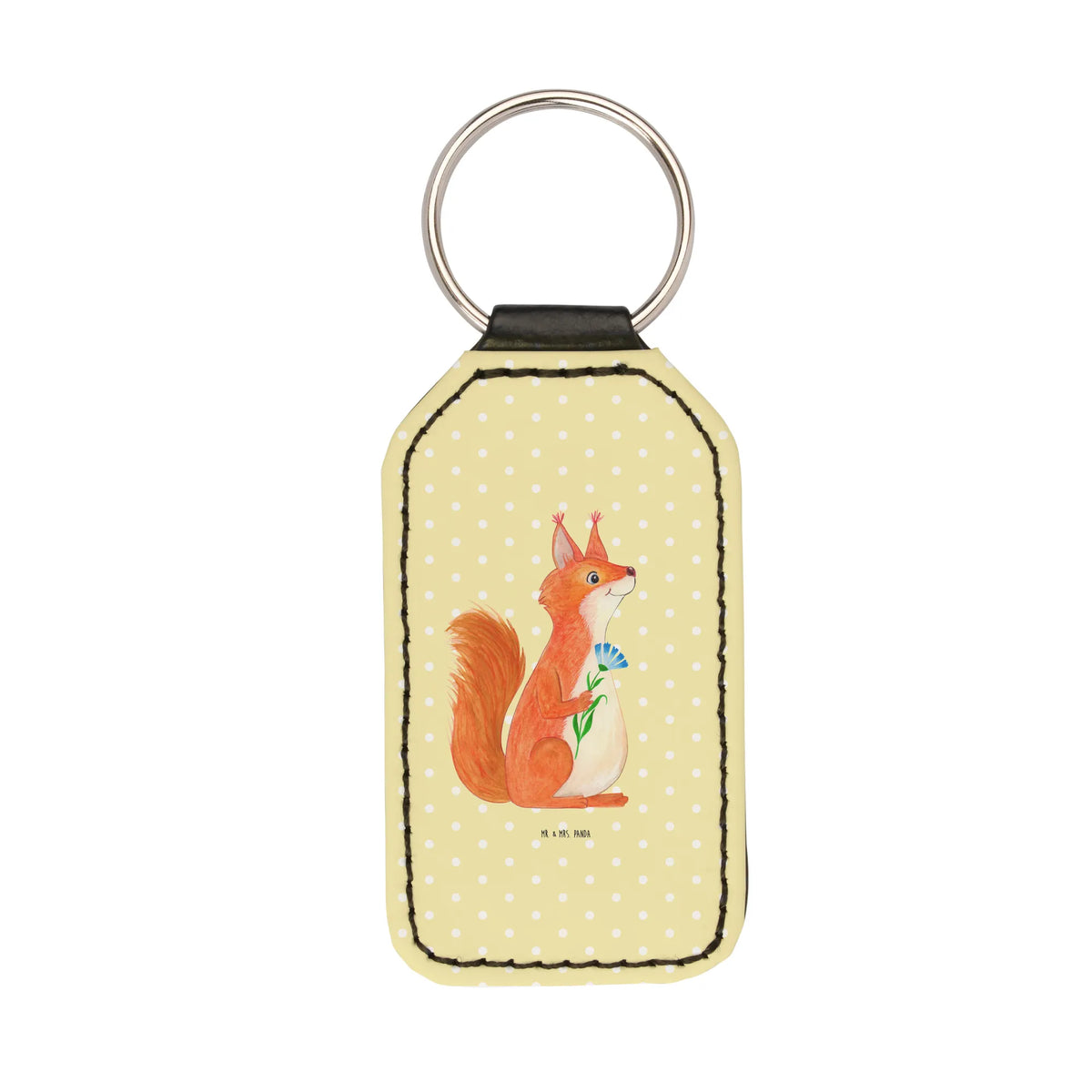 Rectangular key ring Squirrel flower card, gift ideas, gifts, small animals, cute, cute animal motives, hand drawn, funny sayings, good mood, special gifts, animal lover, fun, motivation pictures, saying decoration, laughter, positive saying, motivation sayings, happy saying, Squirrel