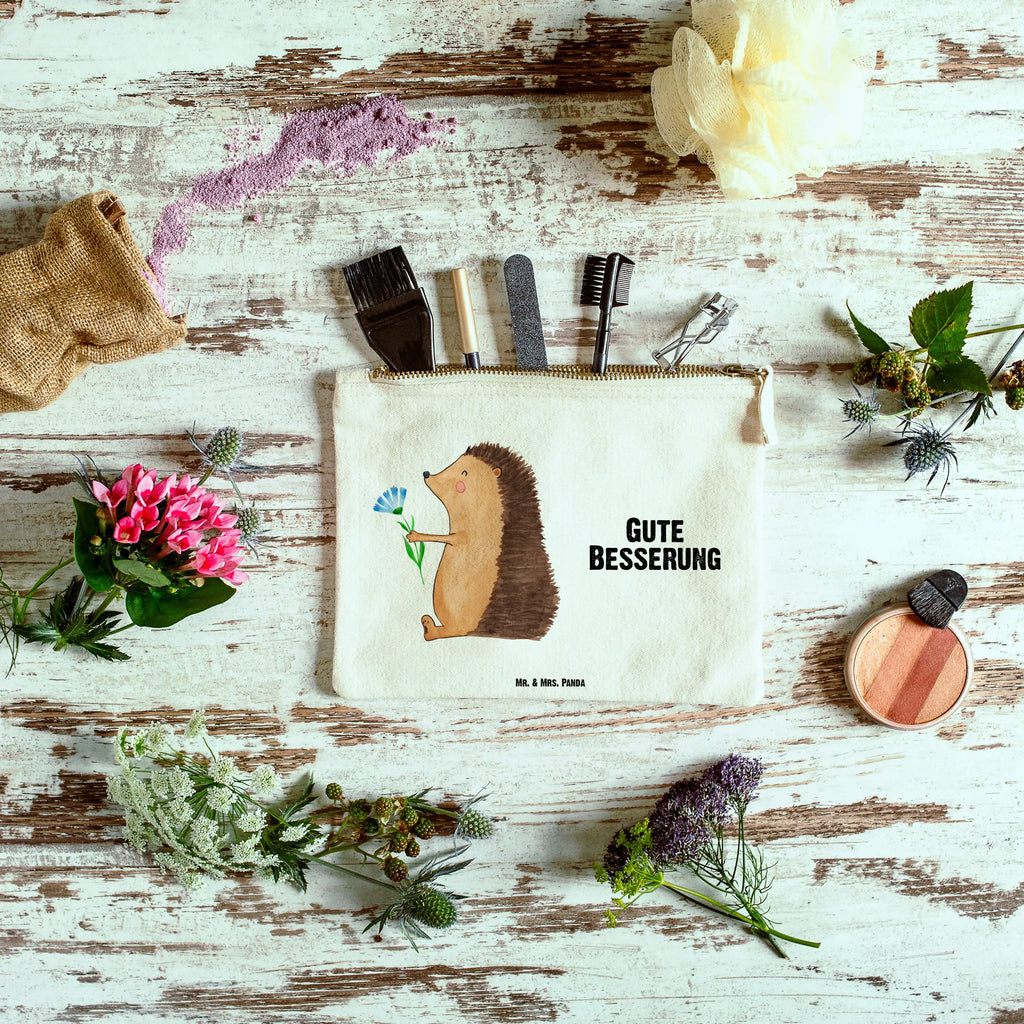 Make-up bag Hedgehog Flower kosmetiktäschchen, Schminktasche, aufbewahrungstasche, Schminktäschchen, Waschtasche, Stiftemäppchen, pencil case, beauty tasche, Waschbeutel, Mäppchen, toiletry bag, Kulturtasche, Kosmetikbeutel, pinsel tasche, beauty case, utensilientasche, Federmappe, Schminkbeutel, Etui, Kulturbeutel, Schlampermäppchen, aufbewahrungsbeutel, Kosmetiktasche, Tiermotive, Tiere, Lustige Sprüche, Gute Laune, Krankheit, Besuch, Igel, Gute Besserung, krank, Genesungswünsche, Krankenhaus