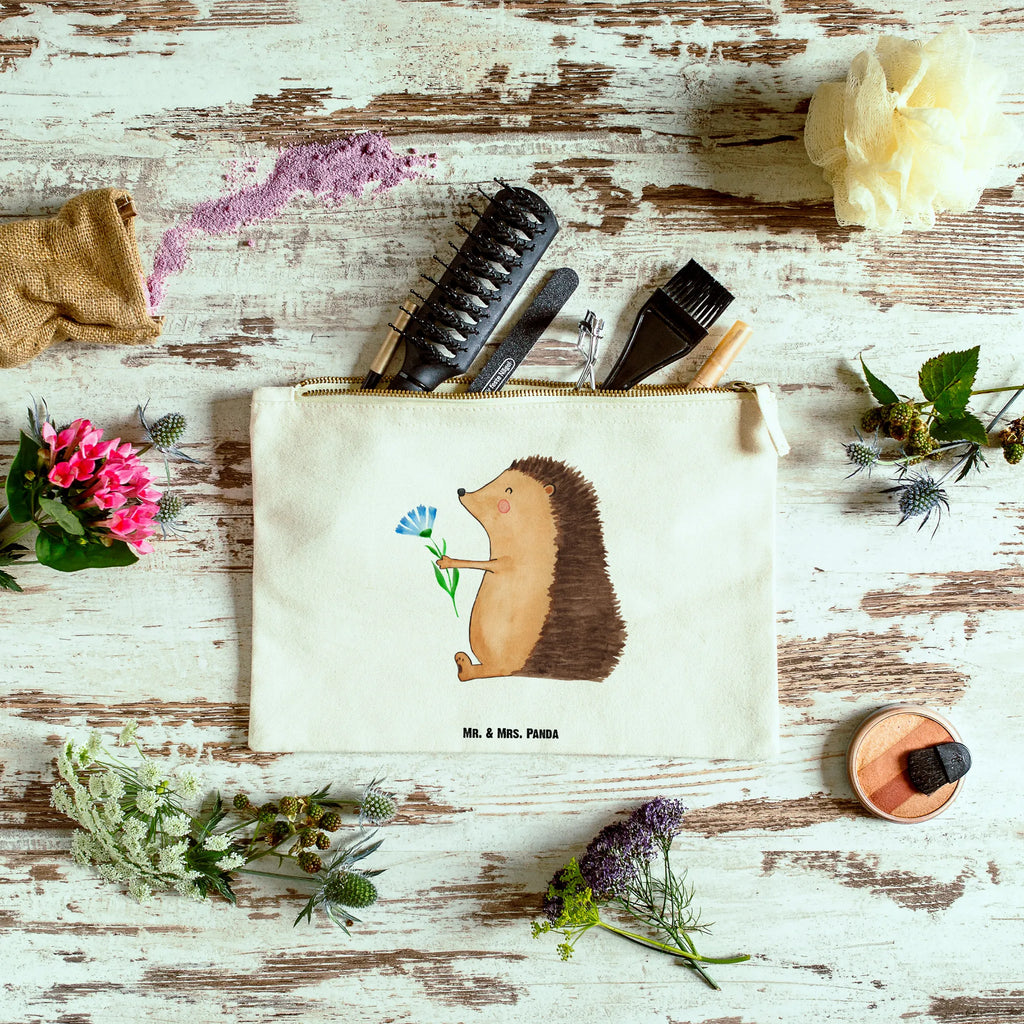 Make-up bag Hedgehog Flower kosmetiktäschchen, Schminktasche, aufbewahrungstasche, Schminktäschchen, Waschtasche, Stiftemäppchen, pencil case, beauty tasche, Waschbeutel, Mäppchen, toiletry bag, Kulturtasche, Kosmetikbeutel, pinsel tasche, beauty case, utensilientasche, Federmappe, Schminkbeutel, Etui, Kulturbeutel, Schlampermäppchen, aufbewahrungsbeutel, Kosmetiktasche, Tiermotive, Tiere, Lustige Sprüche, Gute Laune, Krankheit, Besuch, Igel, Gute Besserung, krank, Genesungswünsche, Krankenhaus