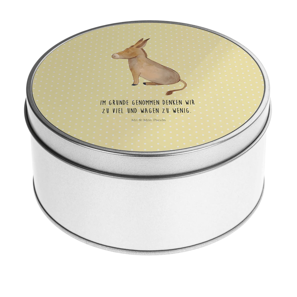 Round tin Donkey card, gift ideas, gifts, small animals, cute, cute animal motives, hand drawn, funny sayings, good mood, special gifts, animal lover, wisdom, happiness in life, Donkey, aim in life, courage, goal, courage to face life