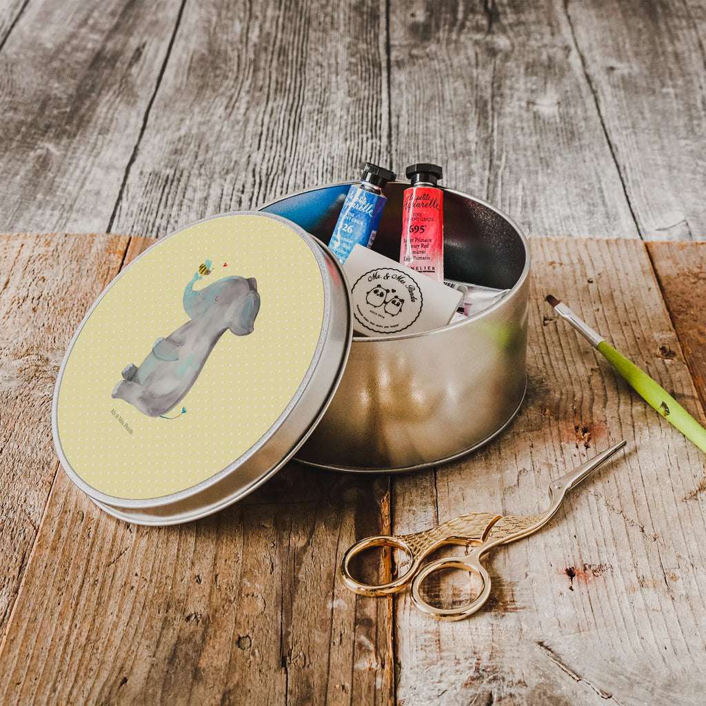 okrągła puszka z blachy słoń pszczoła Motywy zwierzęce, dobra energia, zabawne powiedzonka, zwierzęta