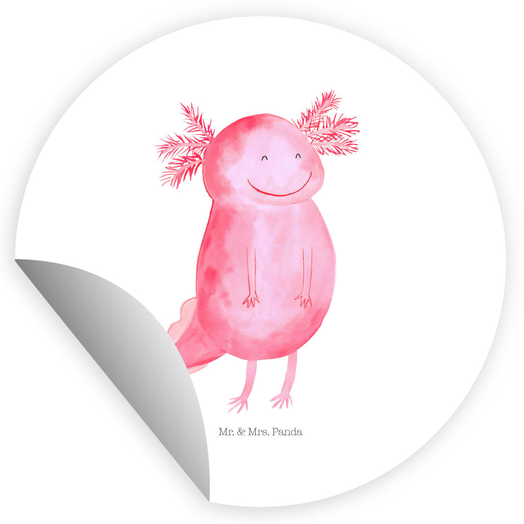 Rund Aufkleber Axolotl glücklich Sticker, Aufkleber, Etikett, Kinder, rund, Axolotl, Molch, Axolot, Schwanzlurch, Lurch, Lurche, Motivation, gute Laune