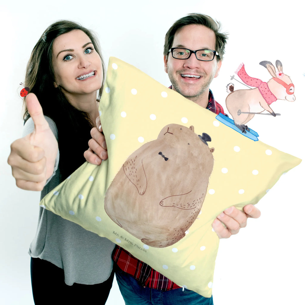 Cushion Groundhog bed, Pillow, sofa, soft, settee, cushion, 40x40, fluffy, couch, pillow case, 40 x 40, pillows, bedroom, pad, small animals, cute, funny, cute animal motives, hand drawn, small world, funny sayings, good mood, happy, gifts, gift ideas, special gifts, animal lover, card, etiquette, friendliness, decency, cheerfulness, Groundhog, respect