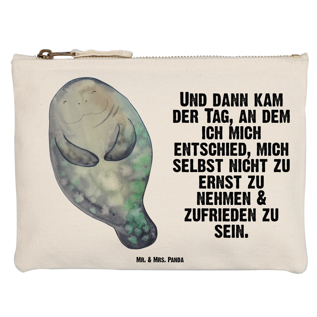 torebka na makijaż morska krowa Szczęśliwy Schminktäschchen, Mäppchen, Kosmetikbeutel, Schminkbeutel, Schminktasche, pencil case, Etui, aufbewahrungstasche, beauty tasche, utensilientasche, Waschbeutel, Kulturtasche, aufbewahrungsbeutel, toiletry bag, Waschtasche, Kulturbeutel, Kosmetiktasche, Schlampermäppchen, Stiftemäppchen, Federmappe, pinsel tasche, kosmetiktäschchen, beauty case, Urlaub, Meer, Meerestiere, Seekühe, Respekt, Freundin, Seekuh, Neustart, Zufrieden, Neuanfang, Achtsamkeit, Selbstliebe, Liebeskummer