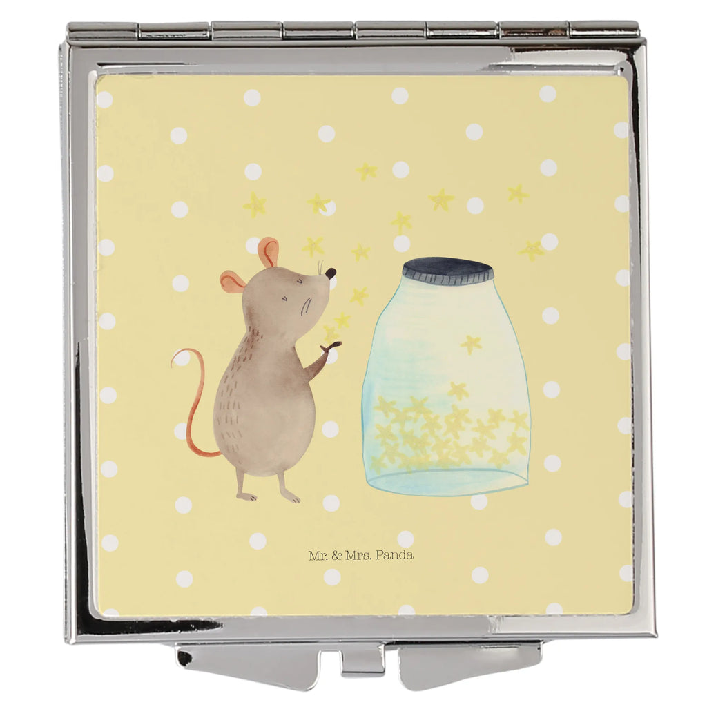 Handbag mirror Mouse Stars make-up mirror, silver, handbag, make up, mirror, square, small animals, cute, funny, cute animal motives, hand drawn, small world, funny sayings, good mood, happy, gifts, gift ideas, special gifts, animal lover, card, dreams, wish, child birthday, first child, Mouse, baptism gift, pregnancy, child, birthday, baptism, hope, stars, birth