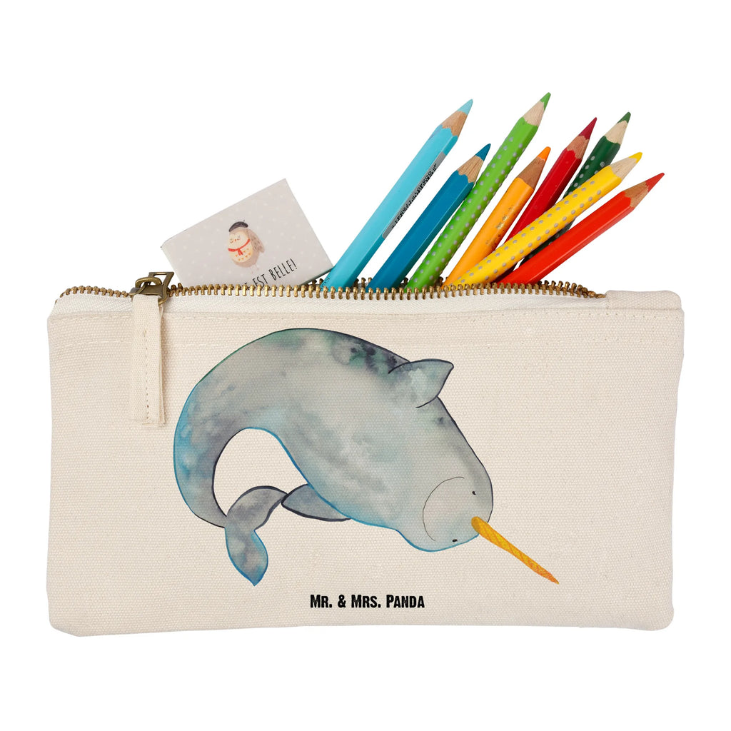torebka na makijaż Narwal Kulturtasche, Schminkbeutel, Schminktäschchen, Kulturbeutel, pinsel tasche, aufbewahrungsbeutel, Kosmetiktasche, Schminktasche, Schlampermäppchen, pencil case, Waschbeutel, toiletry bag, utensilientasche, Federmappe, beauty case, Stiftemäppchen, Etui, aufbewahrungstasche, Mäppchen, beauty tasche, Waschtasche, Kosmetikbeutel, kosmetiktäschchen, Meerestiere, Urlaub, Meer, Hausfrau, Wal, Putzen, Aufräumen, Kinderzimmer, Narwal, Junggesellin