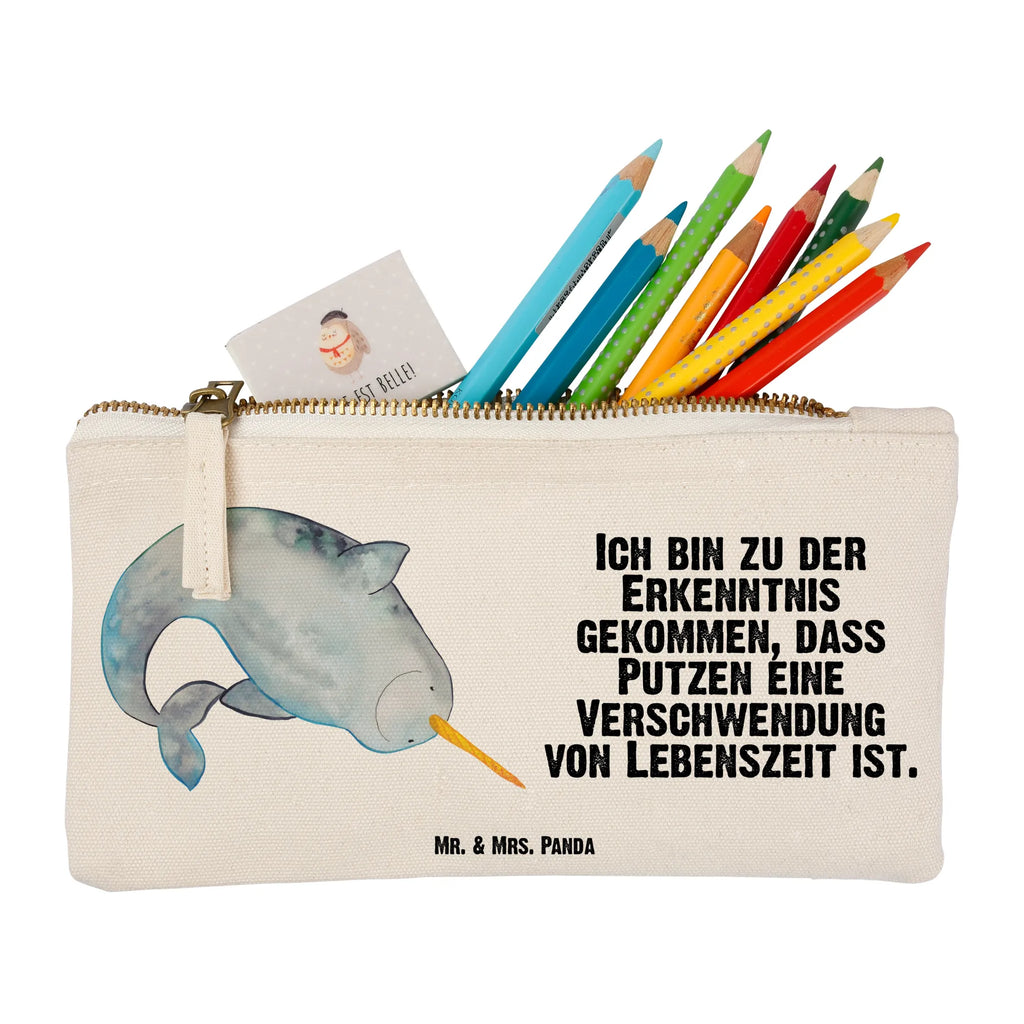 torebka na makijaż Narwal Kulturtasche, Schminkbeutel, Schminktäschchen, Kulturbeutel, pinsel tasche, aufbewahrungsbeutel, Kosmetiktasche, Schminktasche, Schlampermäppchen, pencil case, Waschbeutel, toiletry bag, utensilientasche, Federmappe, beauty case, Stiftemäppchen, Etui, aufbewahrungstasche, Mäppchen, beauty tasche, Waschtasche, Kosmetikbeutel, kosmetiktäschchen, Meerestiere, Urlaub, Meer, Hausfrau, Wal, Putzen, Aufräumen, Kinderzimmer, Narwal, Junggesellin