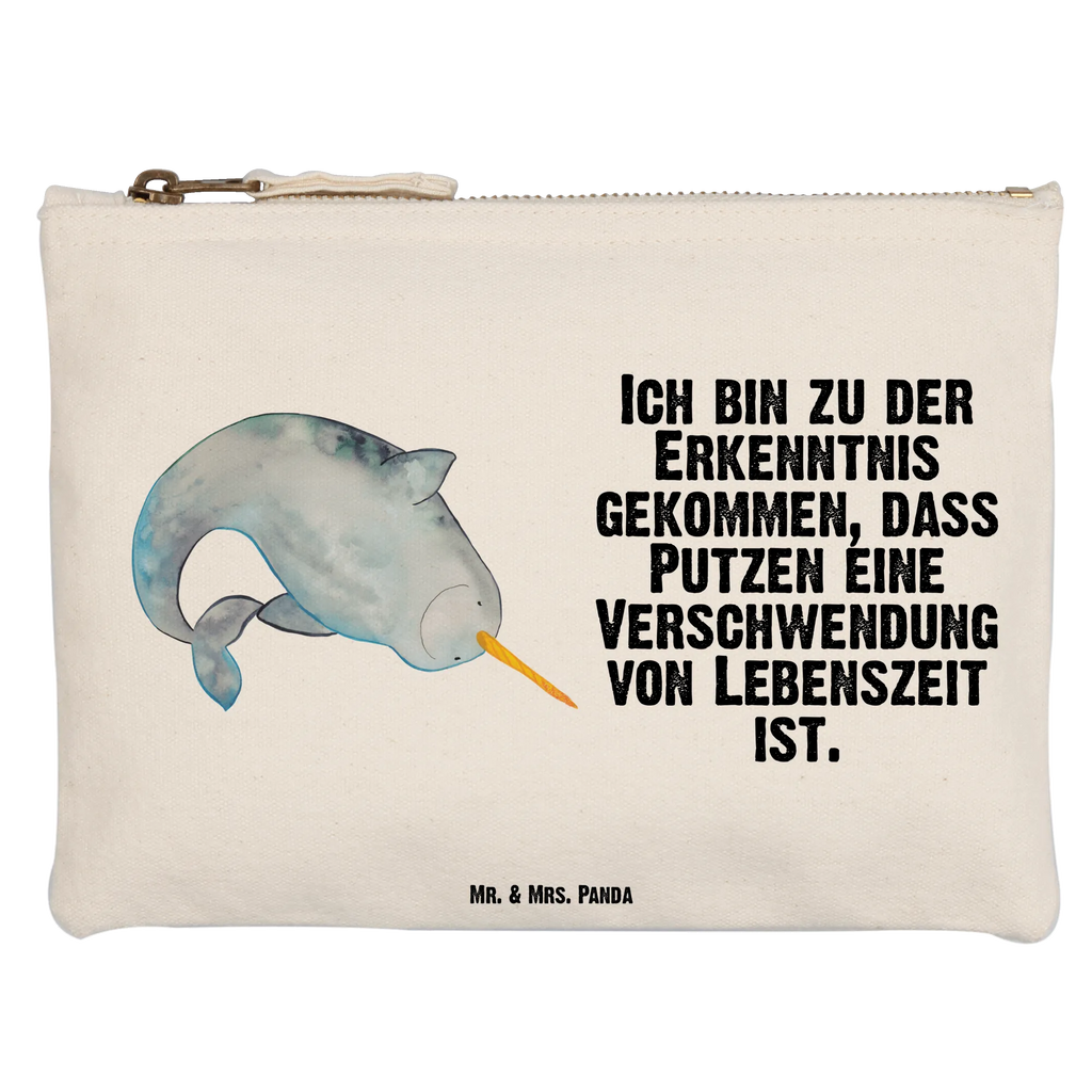 torebka na makijaż Narwal Kulturtasche, Schminkbeutel, Schminktäschchen, Kulturbeutel, pinsel tasche, aufbewahrungsbeutel, Kosmetiktasche, Schminktasche, Schlampermäppchen, pencil case, Waschbeutel, toiletry bag, utensilientasche, Federmappe, beauty case, Stiftemäppchen, Etui, aufbewahrungstasche, Mäppchen, beauty tasche, Waschtasche, Kosmetikbeutel, kosmetiktäschchen, Meerestiere, Urlaub, Meer, Hausfrau, Wal, Putzen, Aufräumen, Kinderzimmer, Narwal, Junggesellin