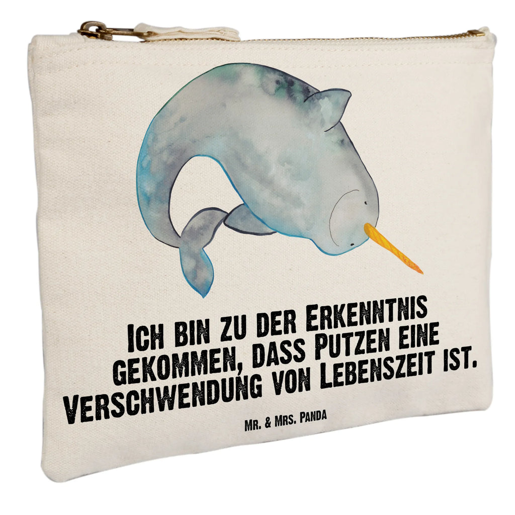 torebka na makijaż Narwal Kulturtasche, Schminkbeutel, Schminktäschchen, Kulturbeutel, pinsel tasche, aufbewahrungsbeutel, Kosmetiktasche, Schminktasche, Schlampermäppchen, pencil case, Waschbeutel, toiletry bag, utensilientasche, Federmappe, beauty case, Stiftemäppchen, Etui, aufbewahrungstasche, Mäppchen, beauty tasche, Waschtasche, Kosmetikbeutel, kosmetiktäschchen, Meerestiere, Urlaub, Meer, Hausfrau, Wal, Putzen, Aufräumen, Kinderzimmer, Narwal, Junggesellin